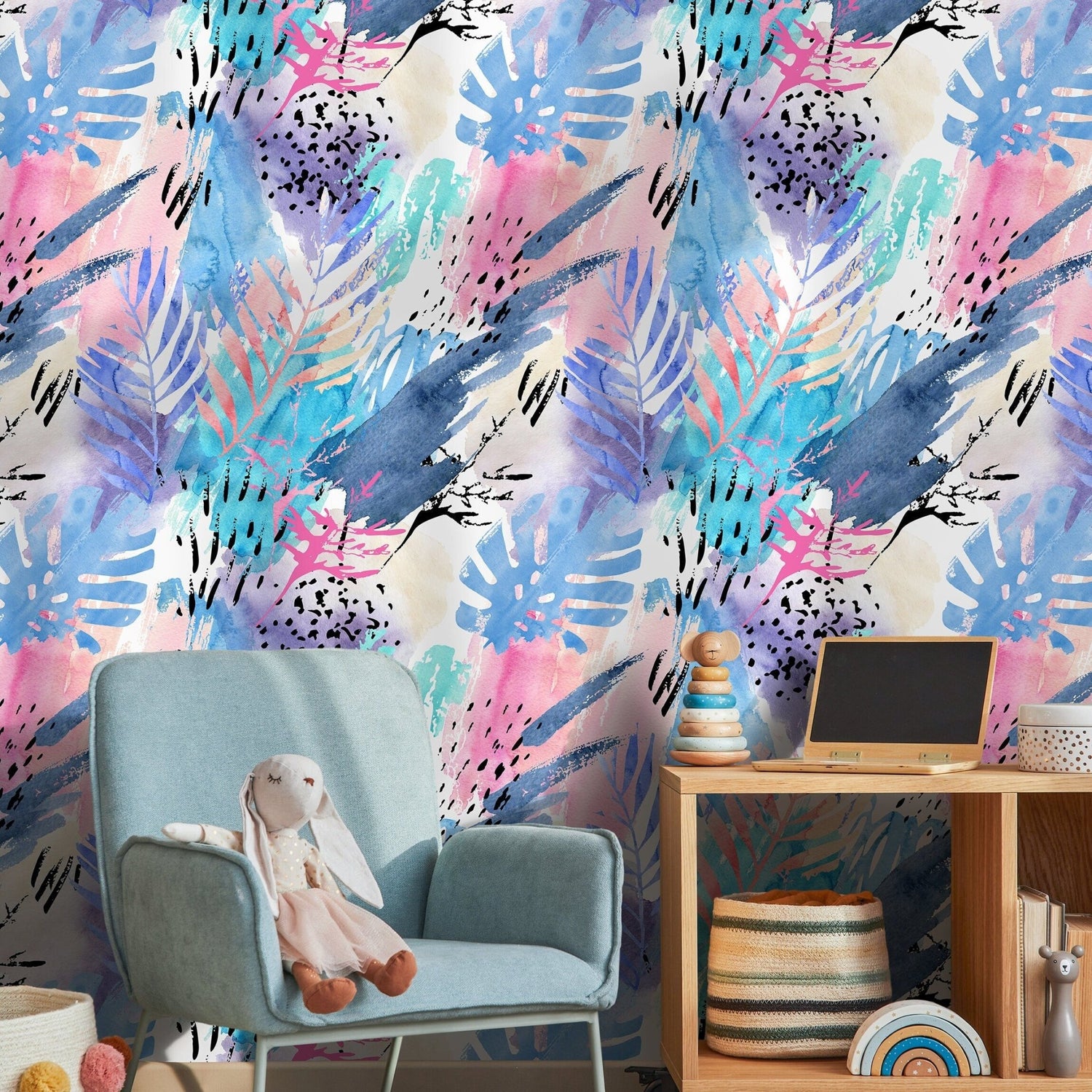 Abstract Watercolor Botanical Wallpaper - A965 - WallTrend