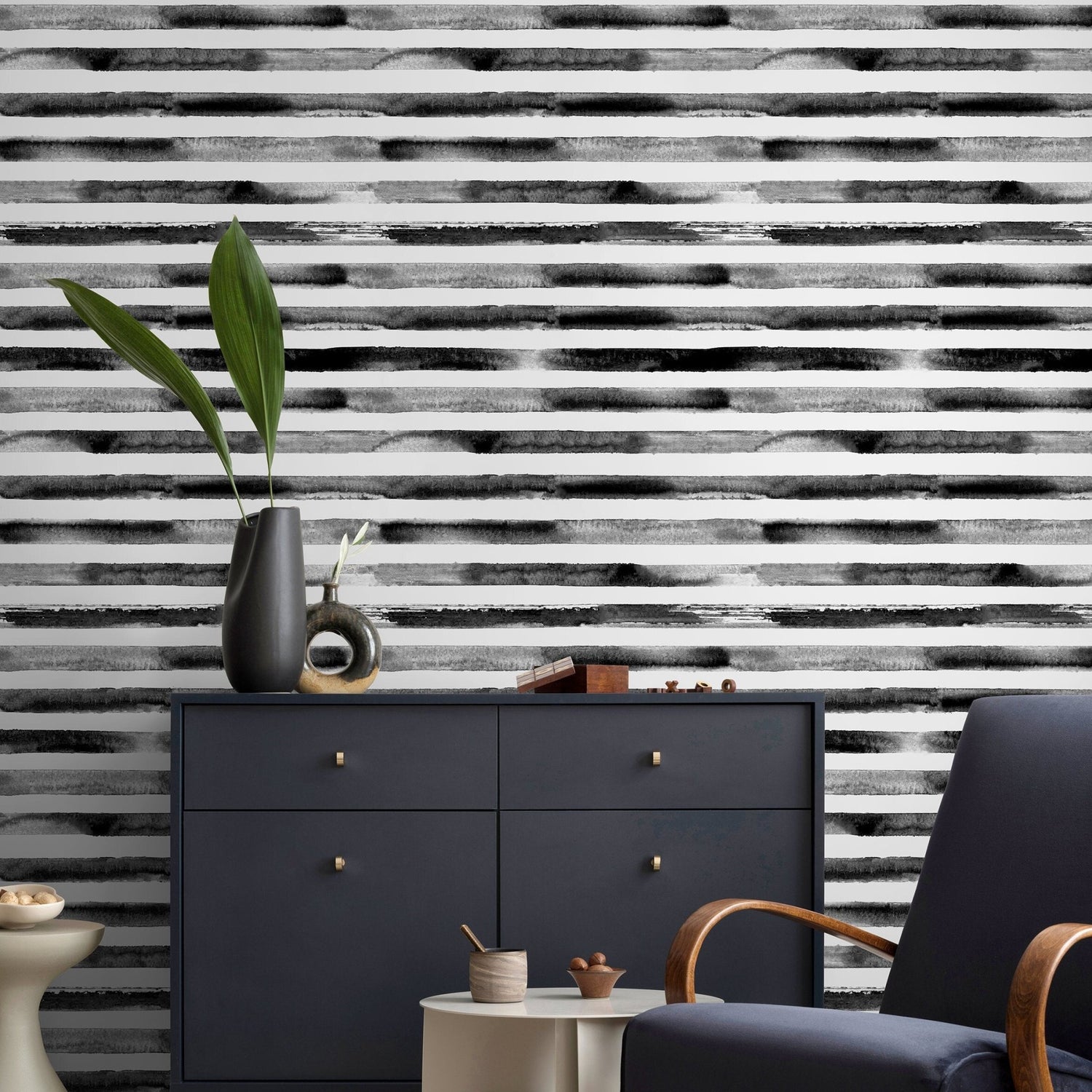 Abstract Watercolor Stripes Wallpaper - A247 - WallTrend