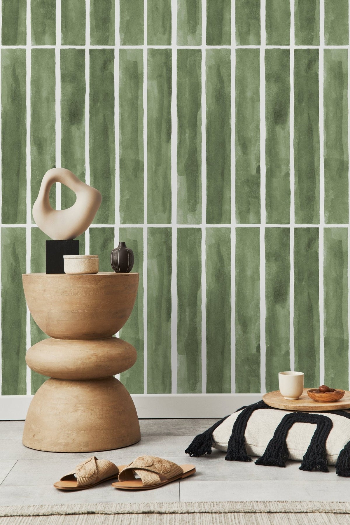 Abstract Watercolor Stripes Wallpaper - D325 - WallTrend
