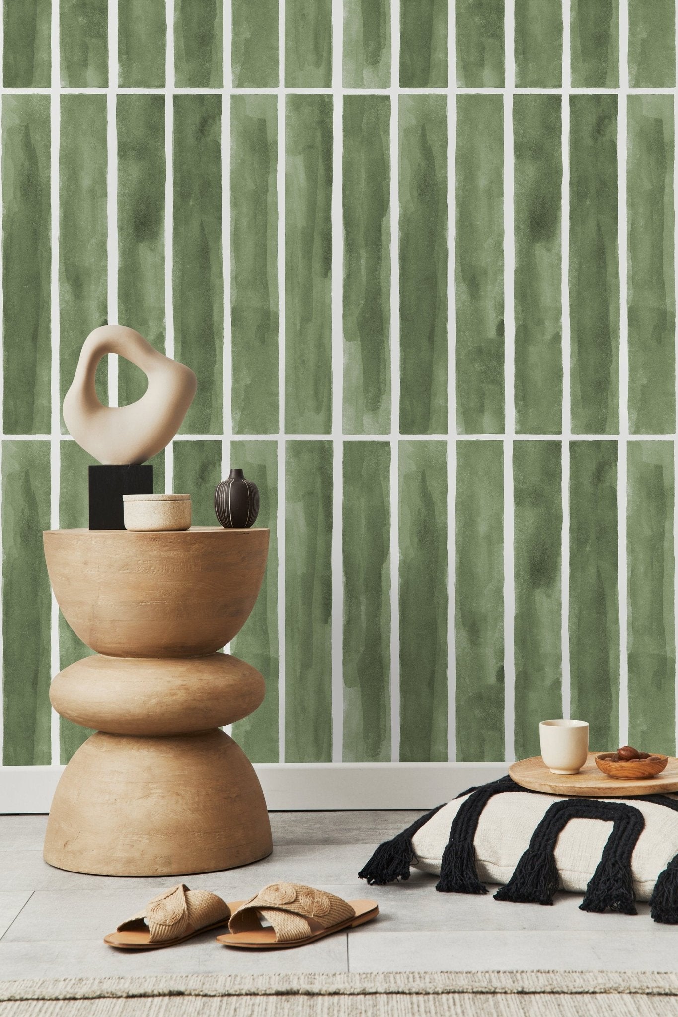 Abstract Watercolor Stripes Wallpaper - D325 - WallTrend