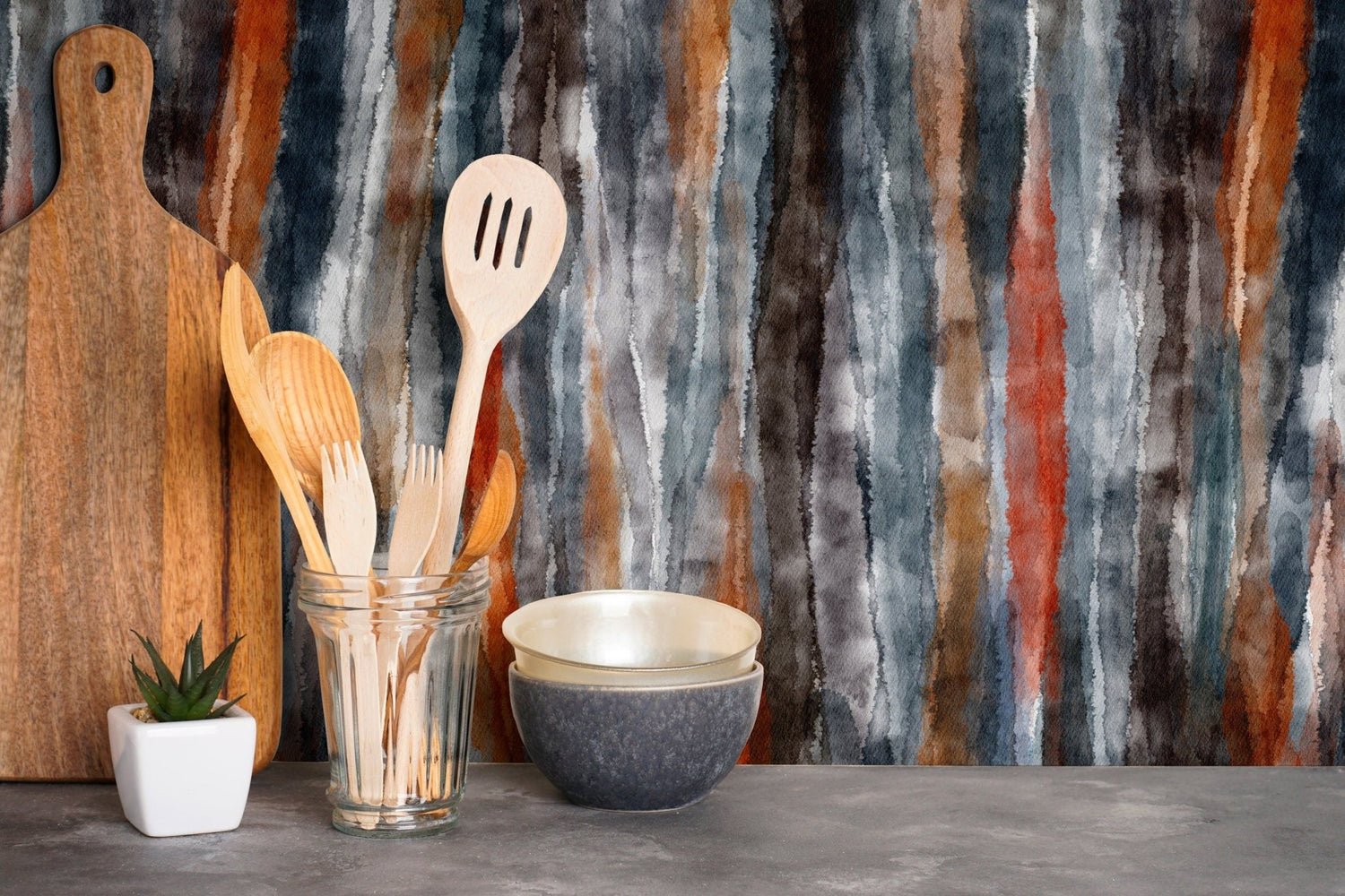 Abstract Watercolor Stripes Wallpaper - X105 - WallTrend