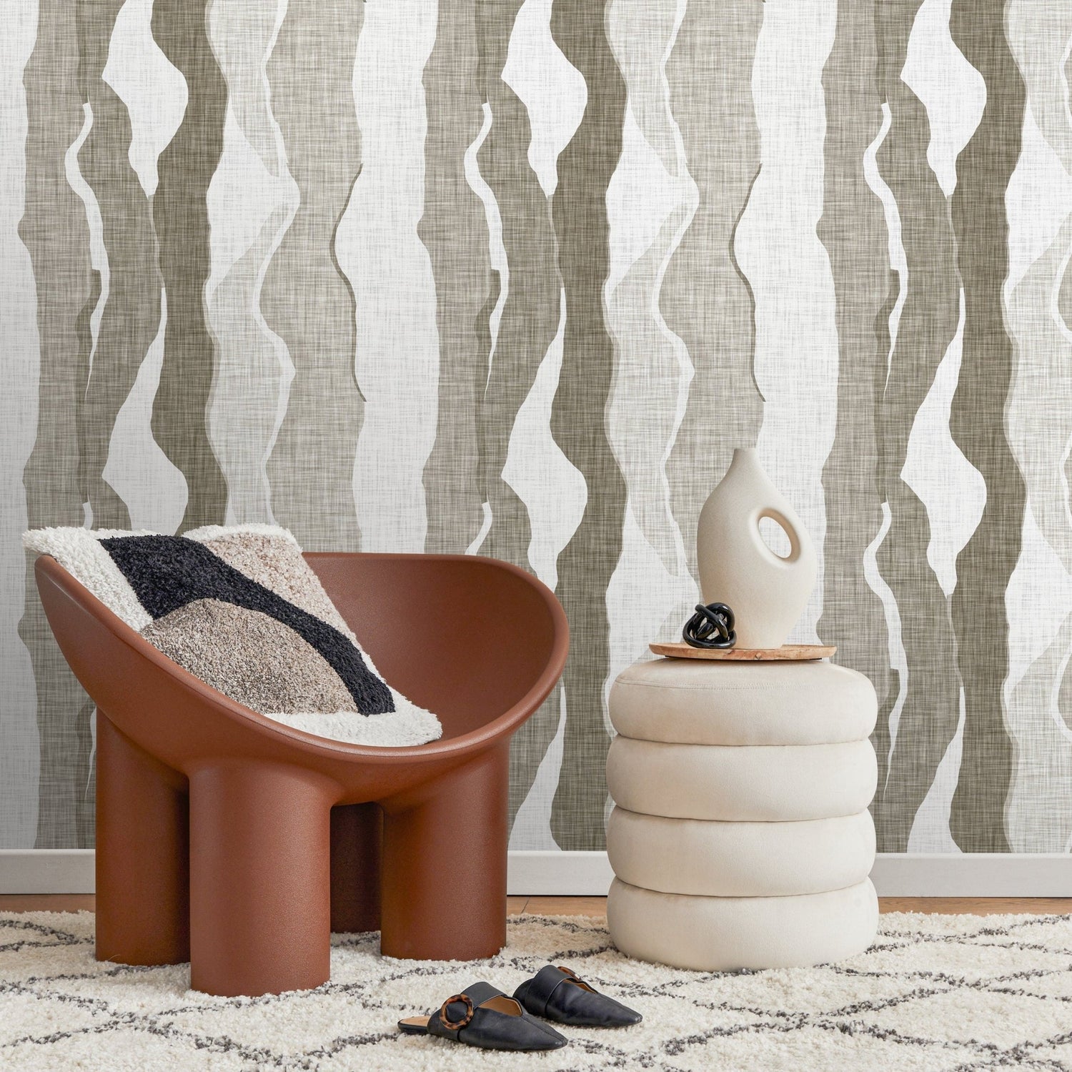 Abstract Waves Wallpaper Modern Wallpaper Peel and Stick and Traditional Wallpaper - D838 - WallTrend