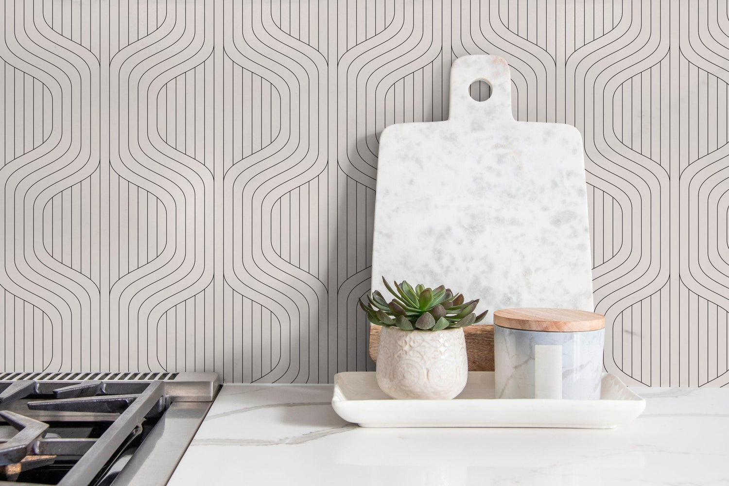 Abstract Wavy Lines Wallpaper - C285 - WallTrend