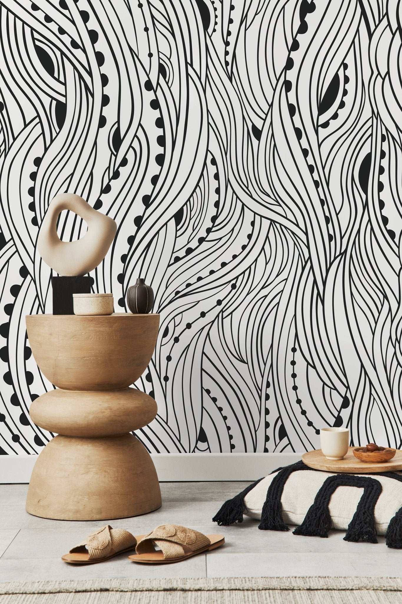 Abstract Wavy Lines Wallpaper - D176 - WallTrend