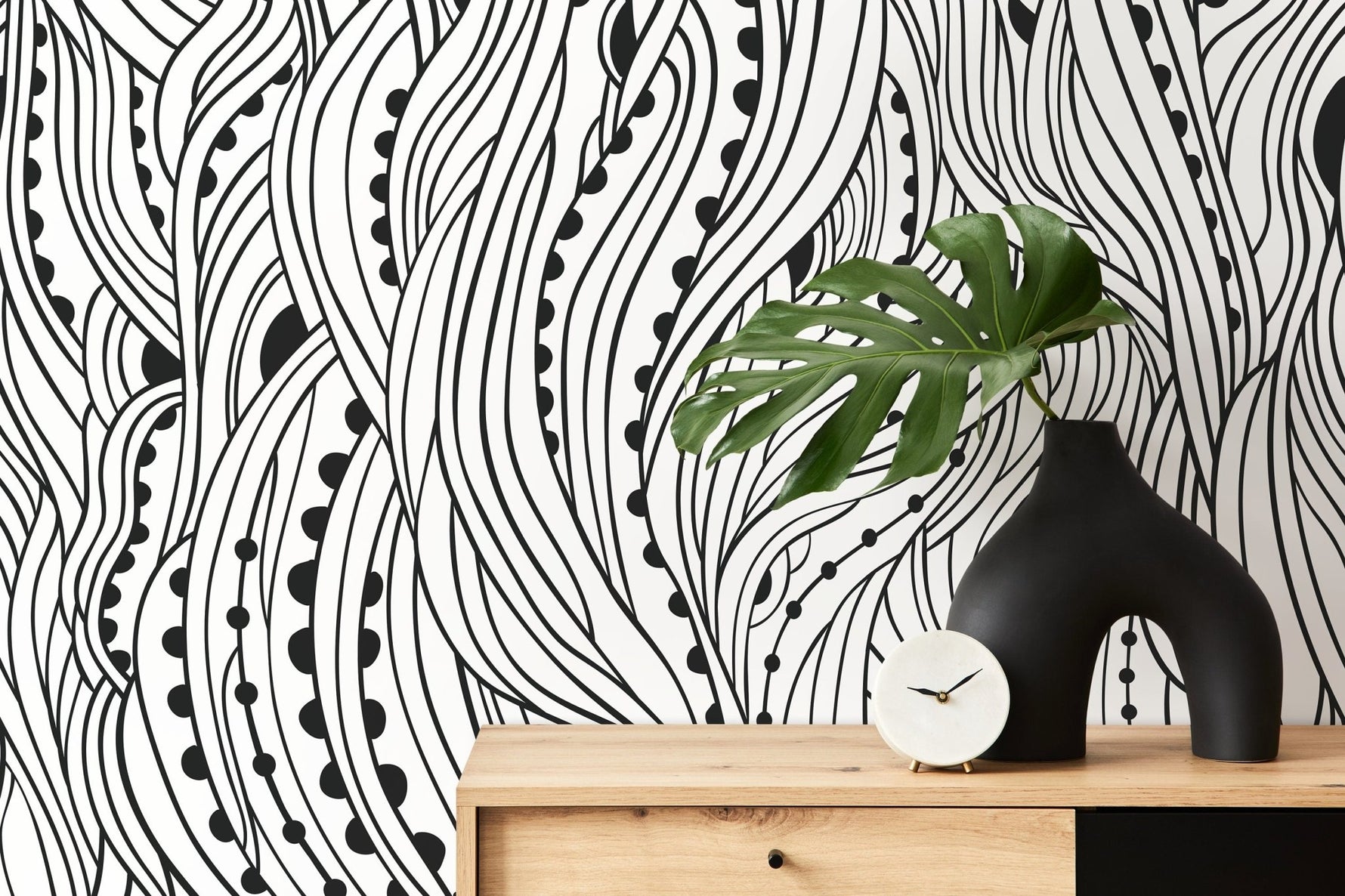 Abstract Wavy Lines Wallpaper - D176 - WallTrend