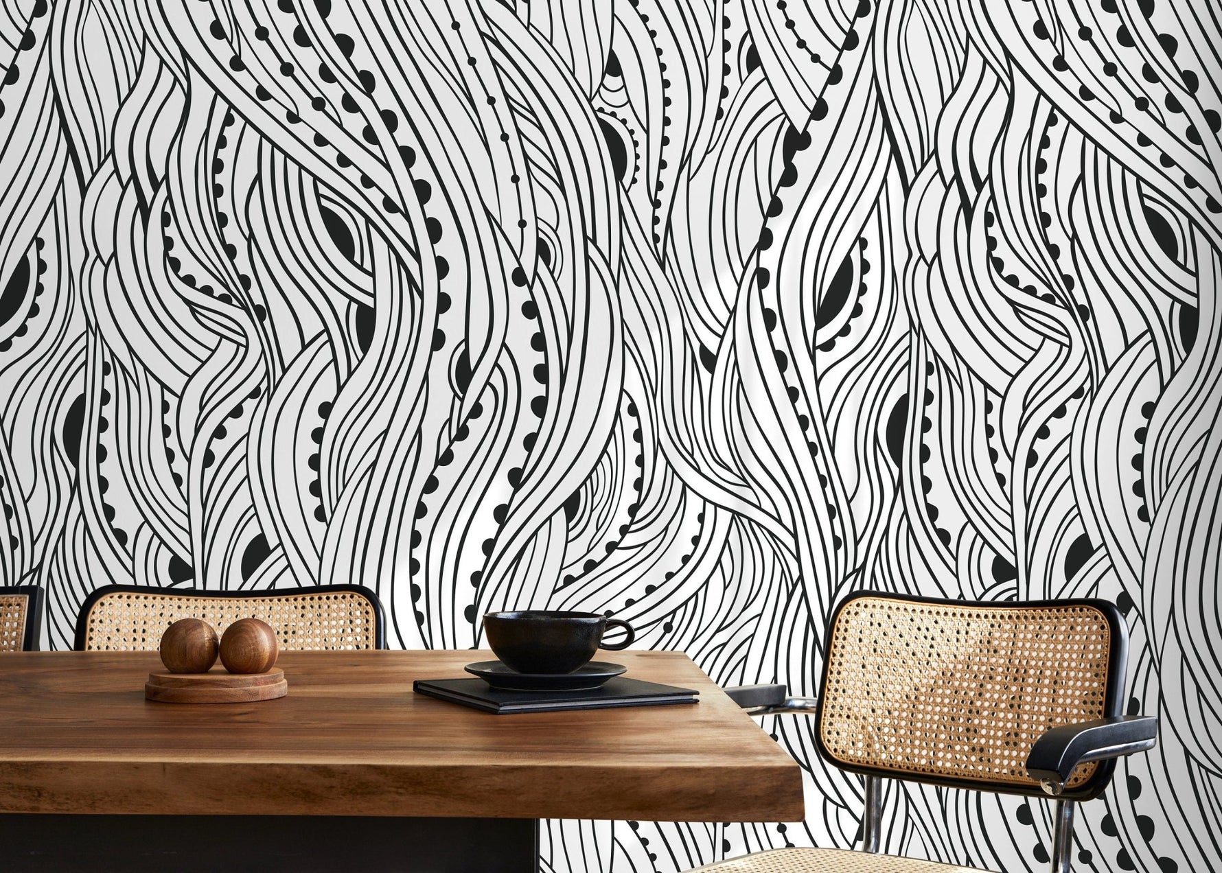 Abstract Wavy Lines Wallpaper - D176 - WallTrend