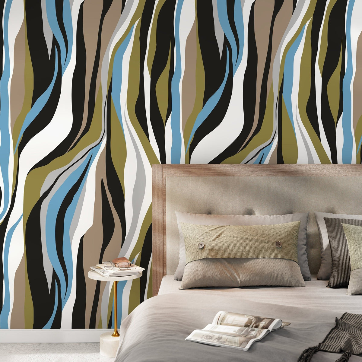 Abstract Wavy Lines Wallpaper - D612 - WallTrend