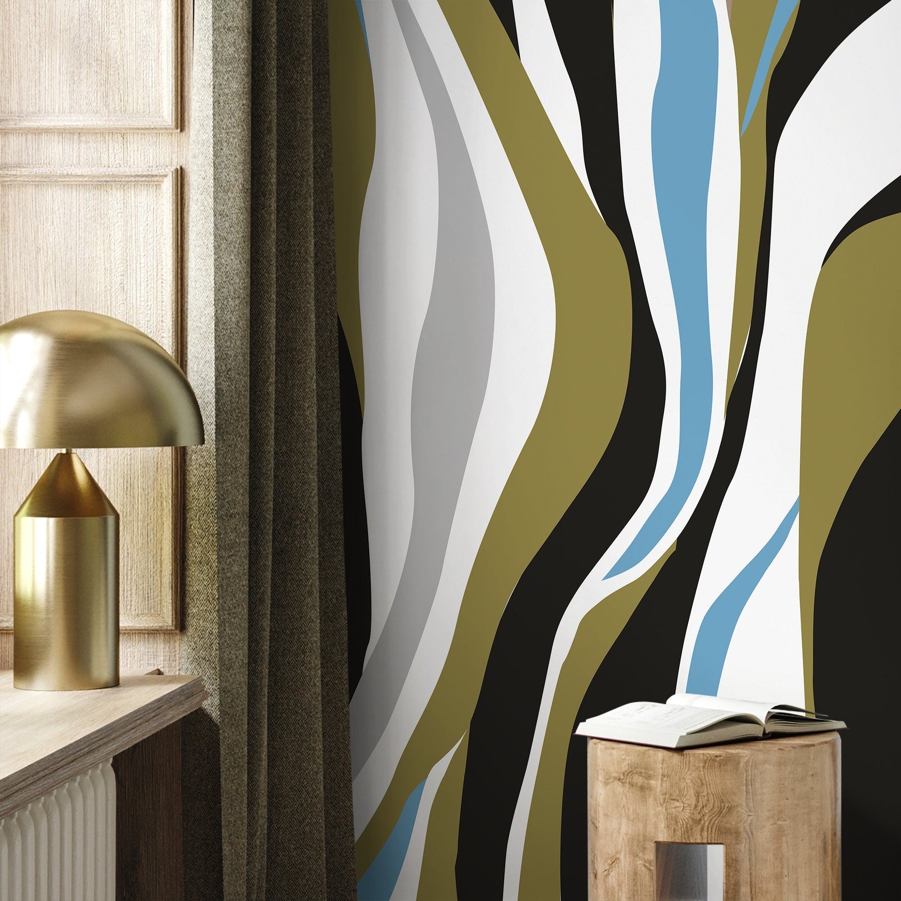 Abstract Wavy Lines Wallpaper - D612 - WallTrend