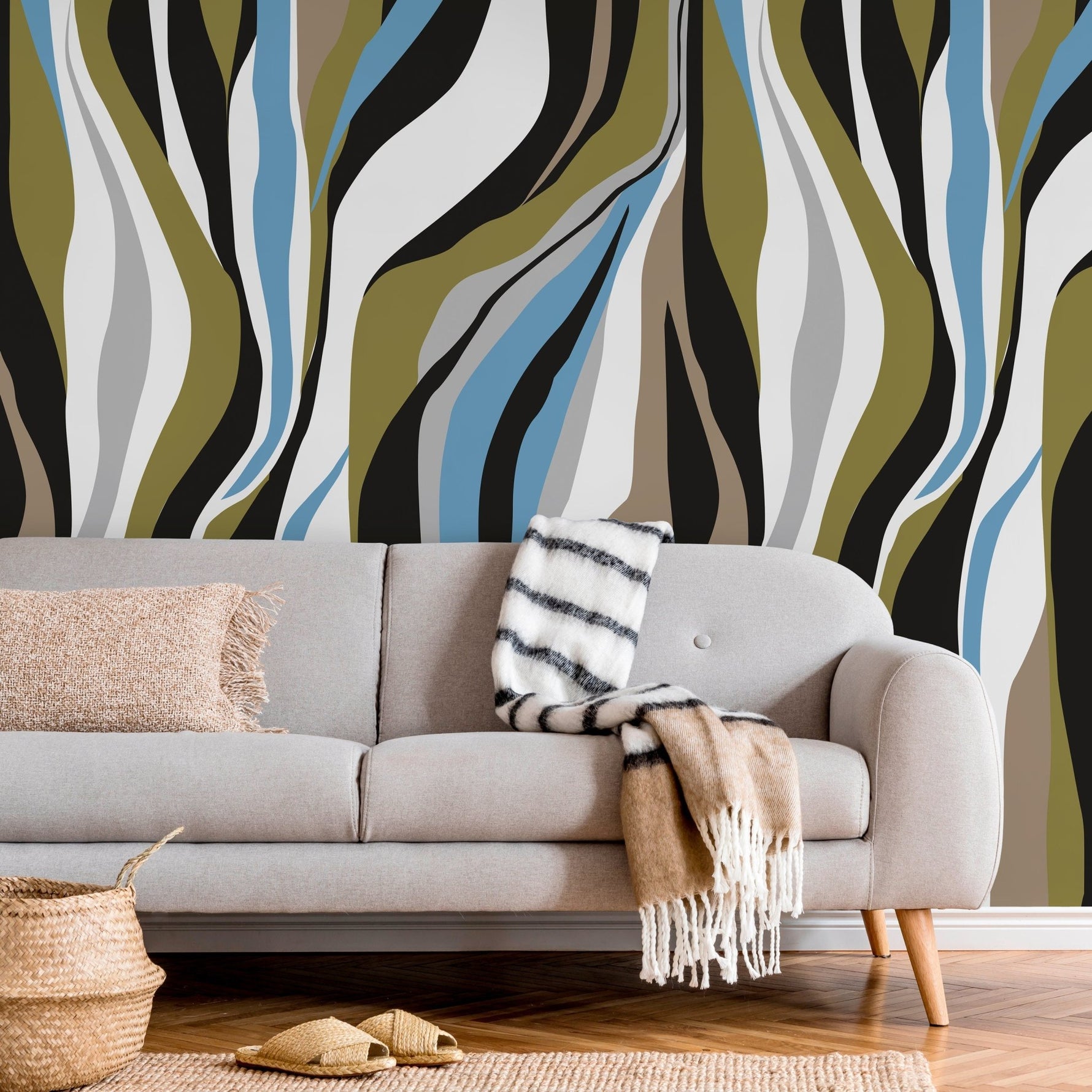 Abstract Wavy Lines Wallpaper - D612 - WallTrend