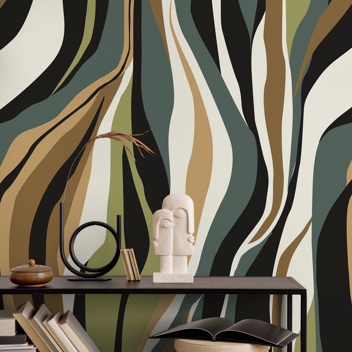 Abstract Wavy Lines Wallpaper - D613 - WallTrend