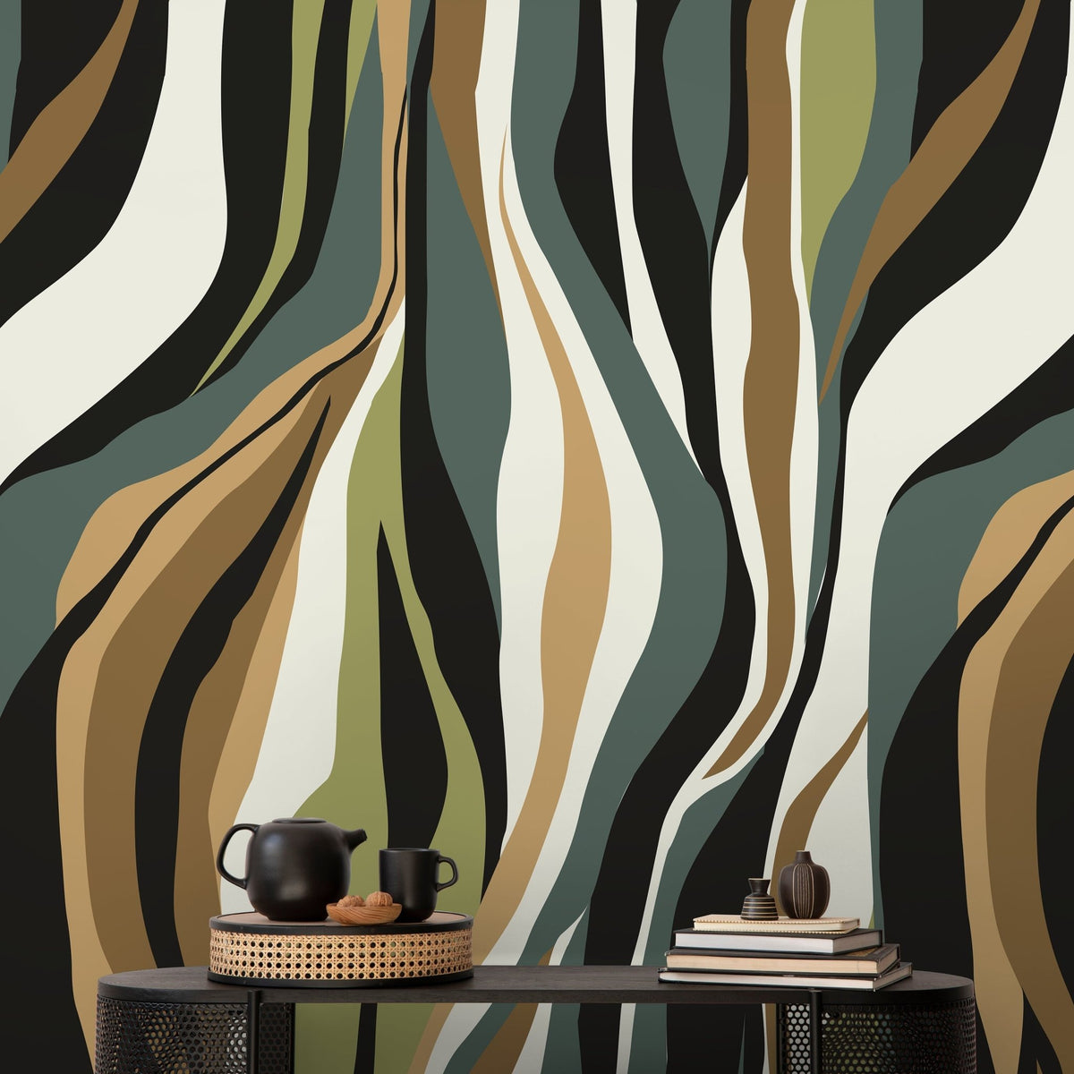 Abstract Wavy Lines Wallpaper - D613 - WallTrend