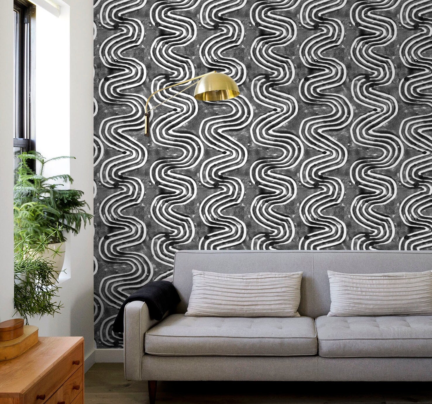 Abstract Wavy Lines Wallpaper - X096 - WallTrend