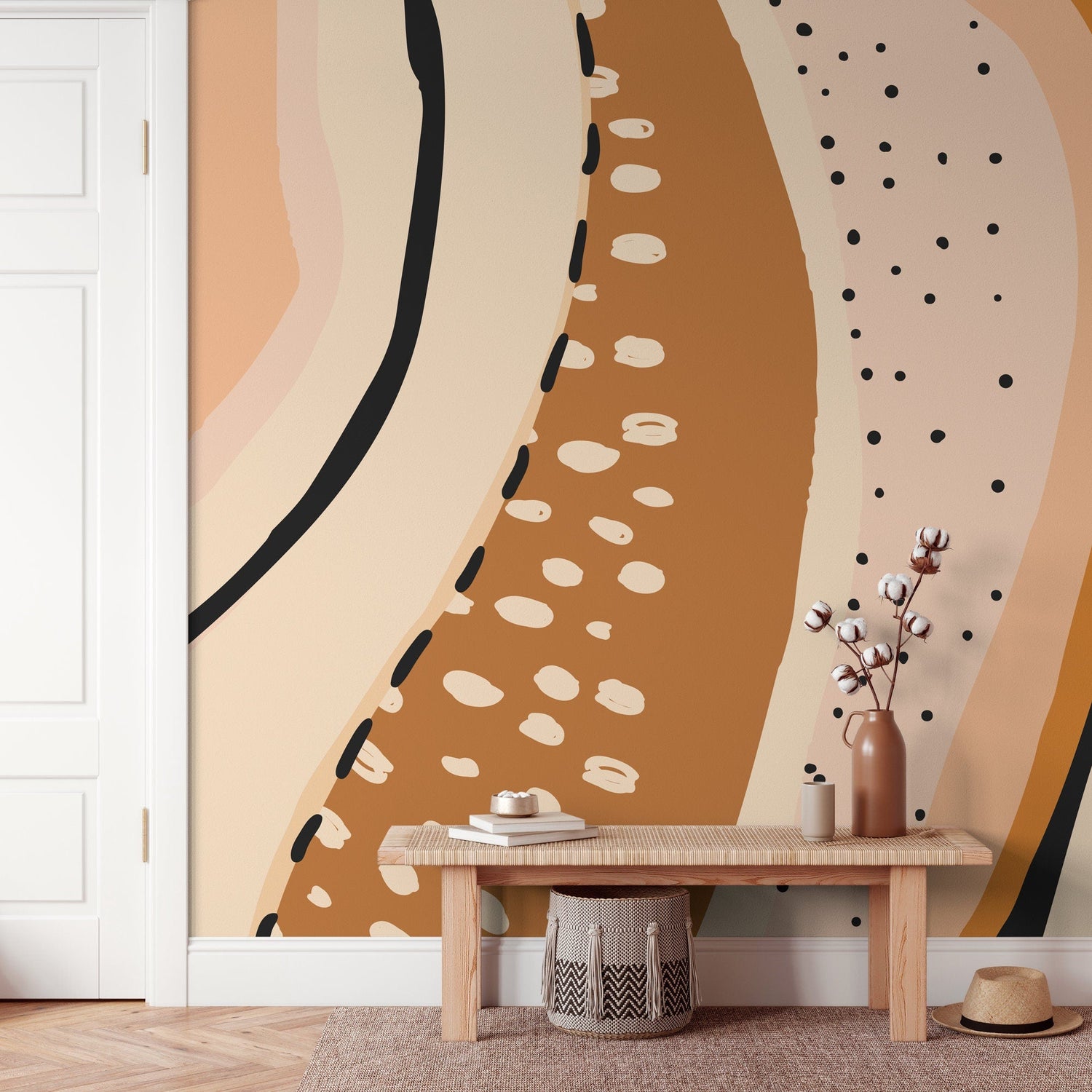 Abstract Whirls and Waves Wallpaper - C415 - WallTrend