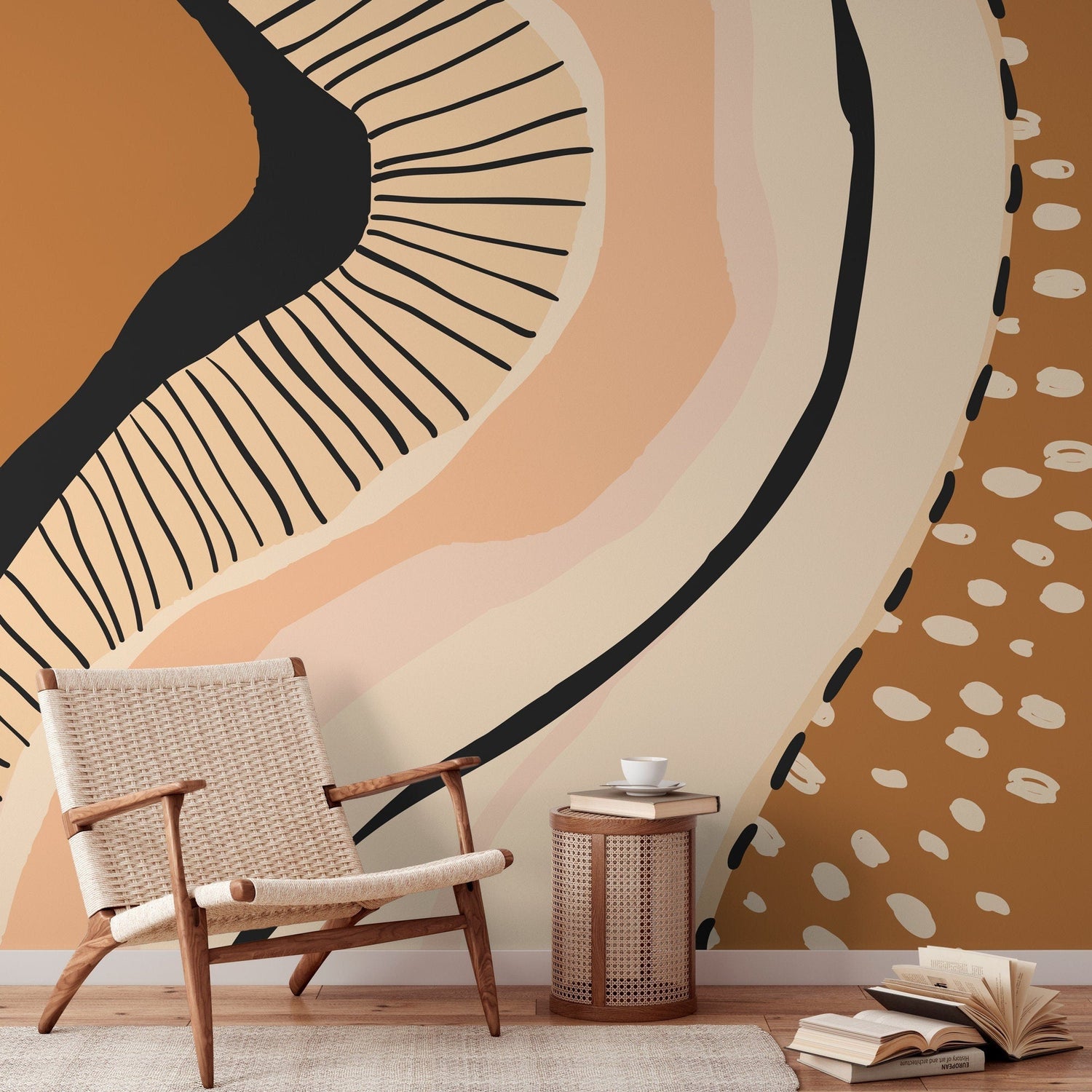 Abstract Whirls and Waves Wallpaper - C415 - WallTrend