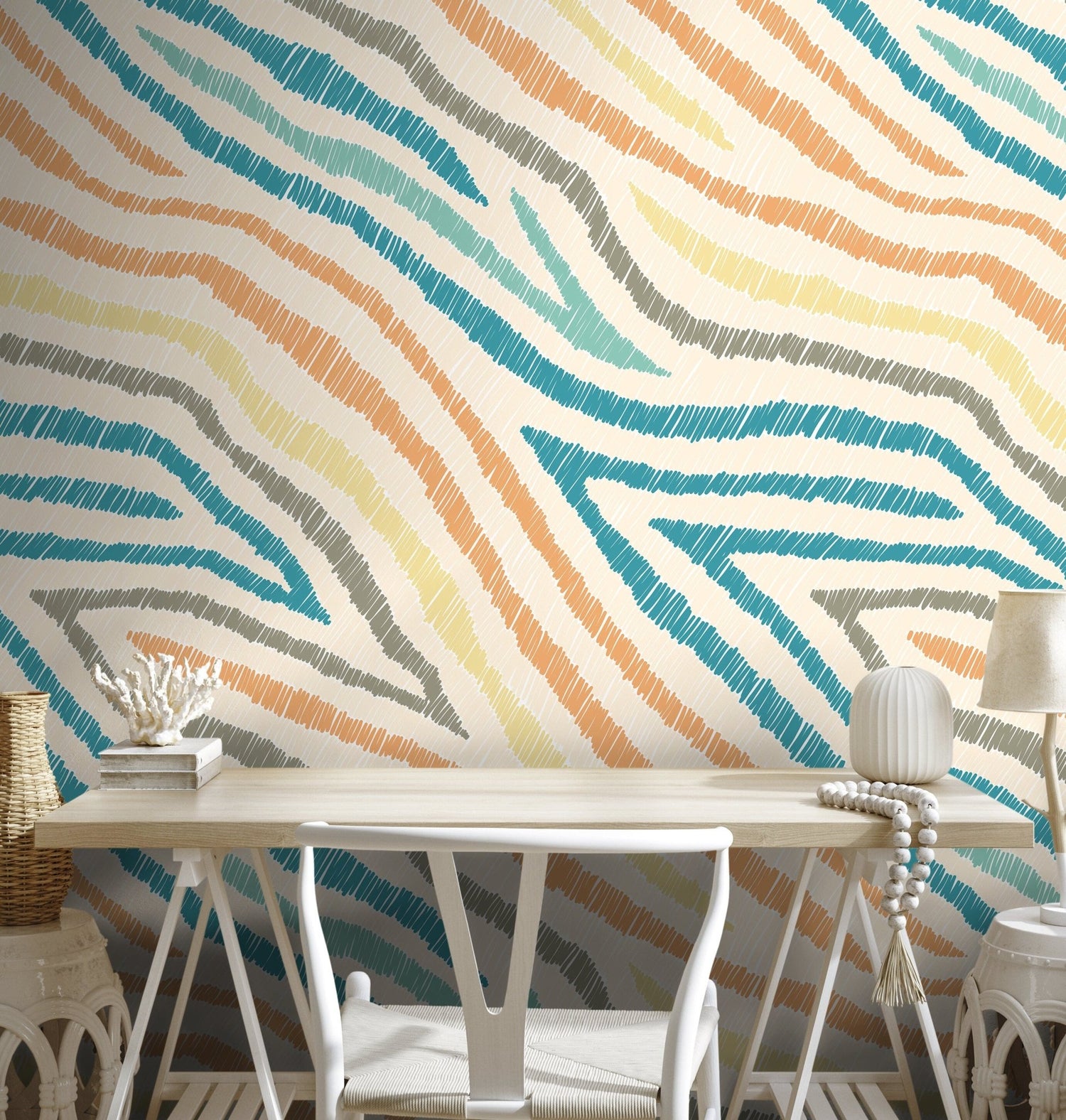 Abstract Zebra Stripe Wallpaper - SKU C819 - WallTrend