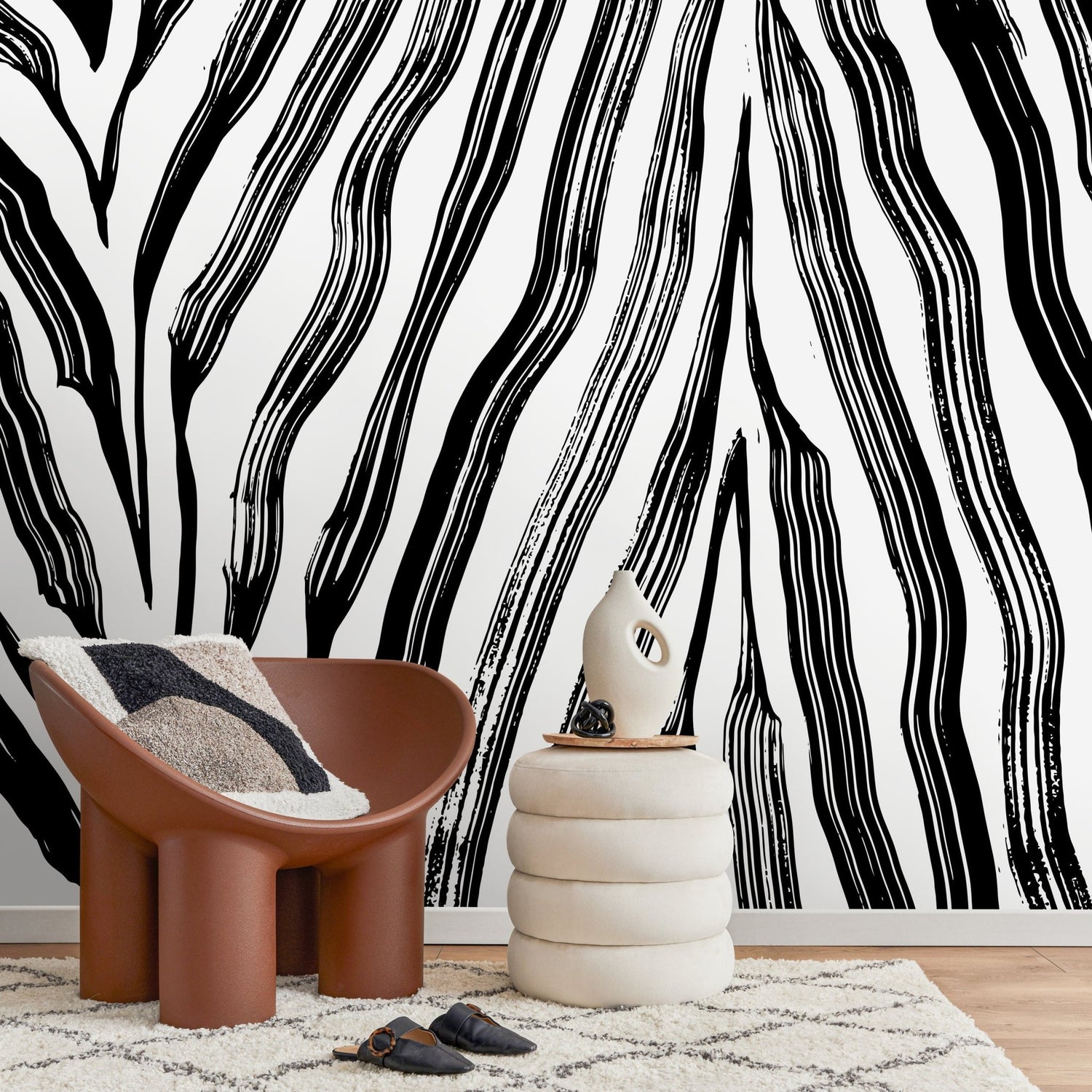 Abstract Zebra Stripes Wallpaper - C131 - WallTrend