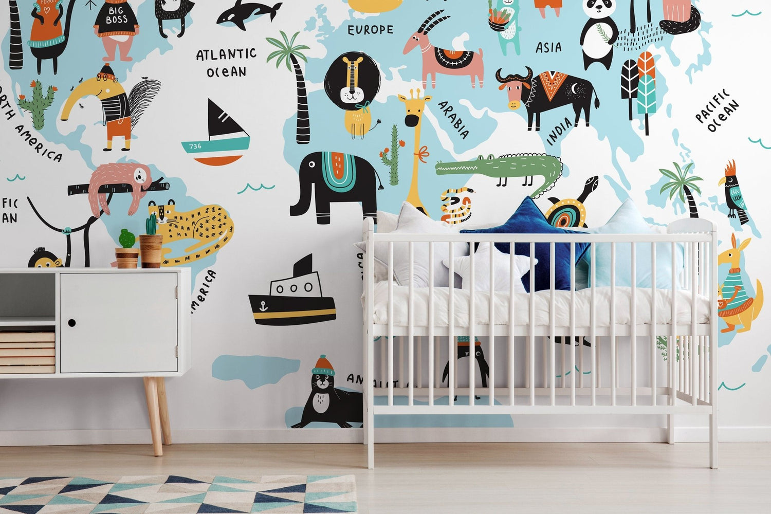 Animal World Map Wallpaper - D491 - WallTrend