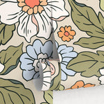 Annete Vintage Meadow Flowers Mural - Large Scale Wallpaper Floral Peel and Stick Removable Repositionable or Traditional Pre - pasted - ZACH - WallTrend