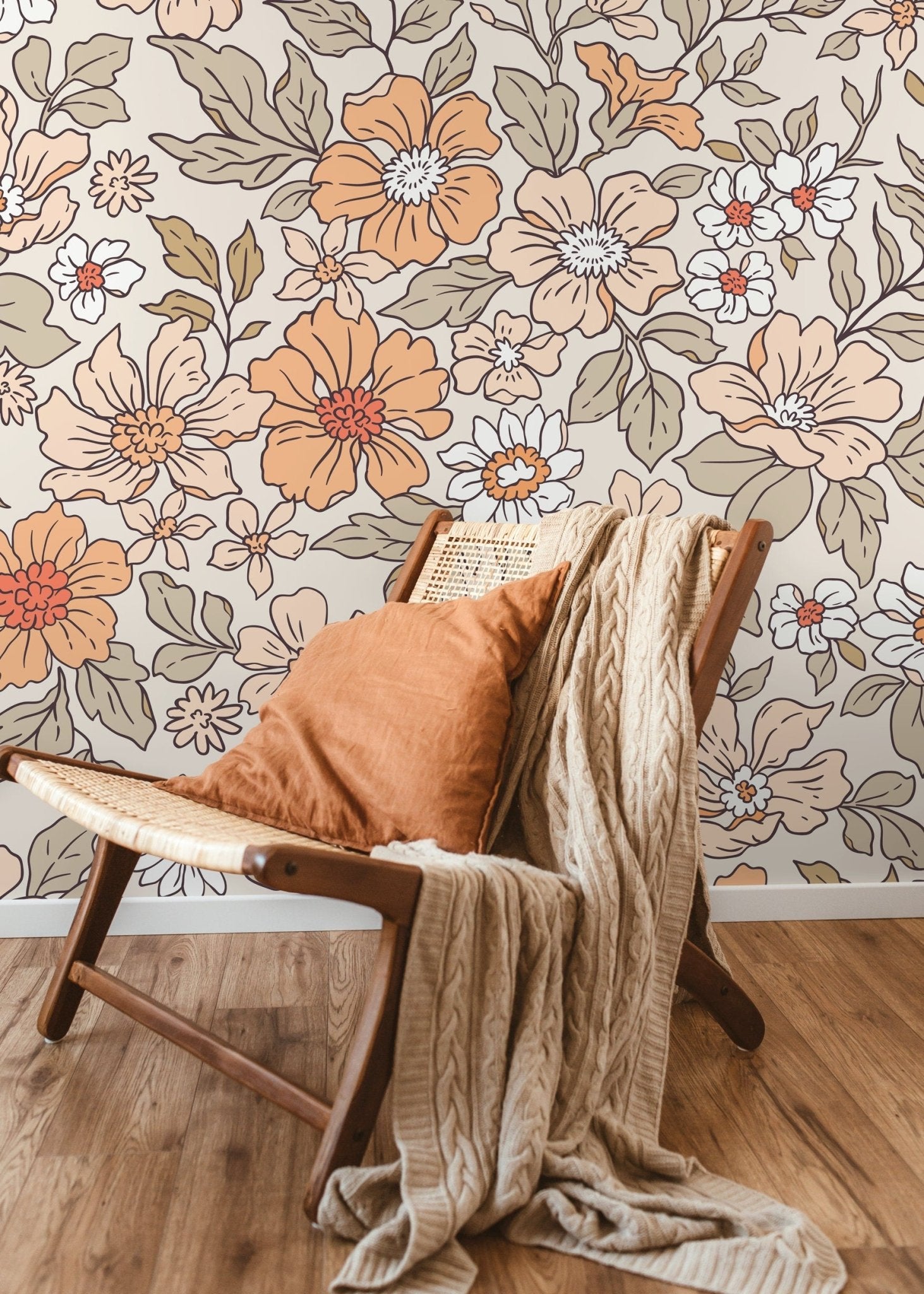 Annete Vintage Meadow Flowers Mural - Large Scale Wallpaper Floral Peel and Stick Removable Repositionable or Traditional Pre - pasted - ZACV - WallTrend