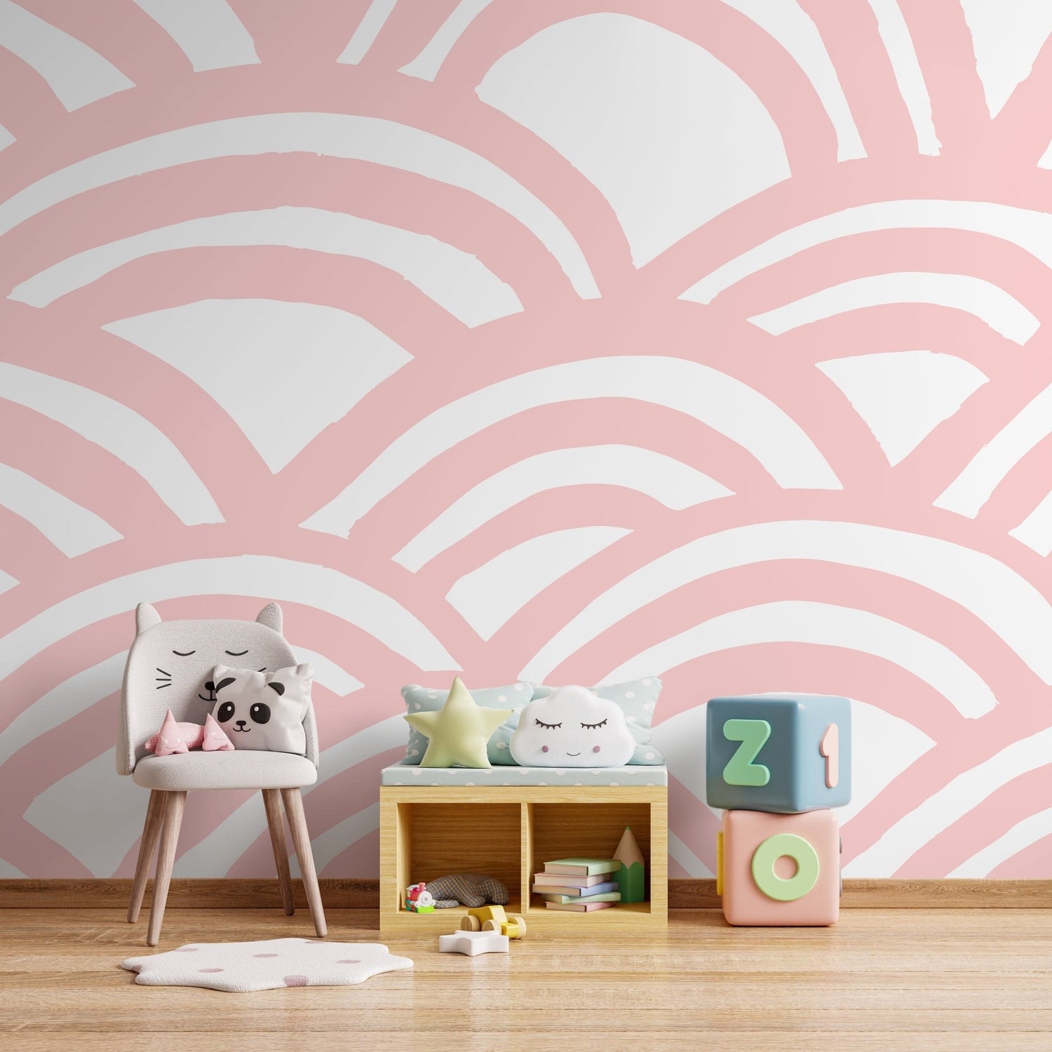 Art Deco Clamshell Pink Wallpaper - A568 - WallTrend