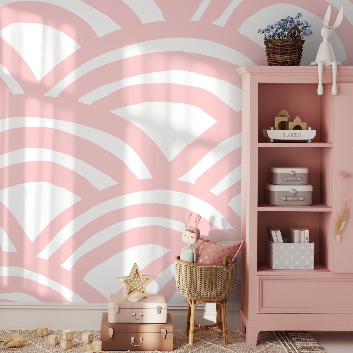 Art Deco Clamshell Pink Wallpaper - A568 - WallTrend