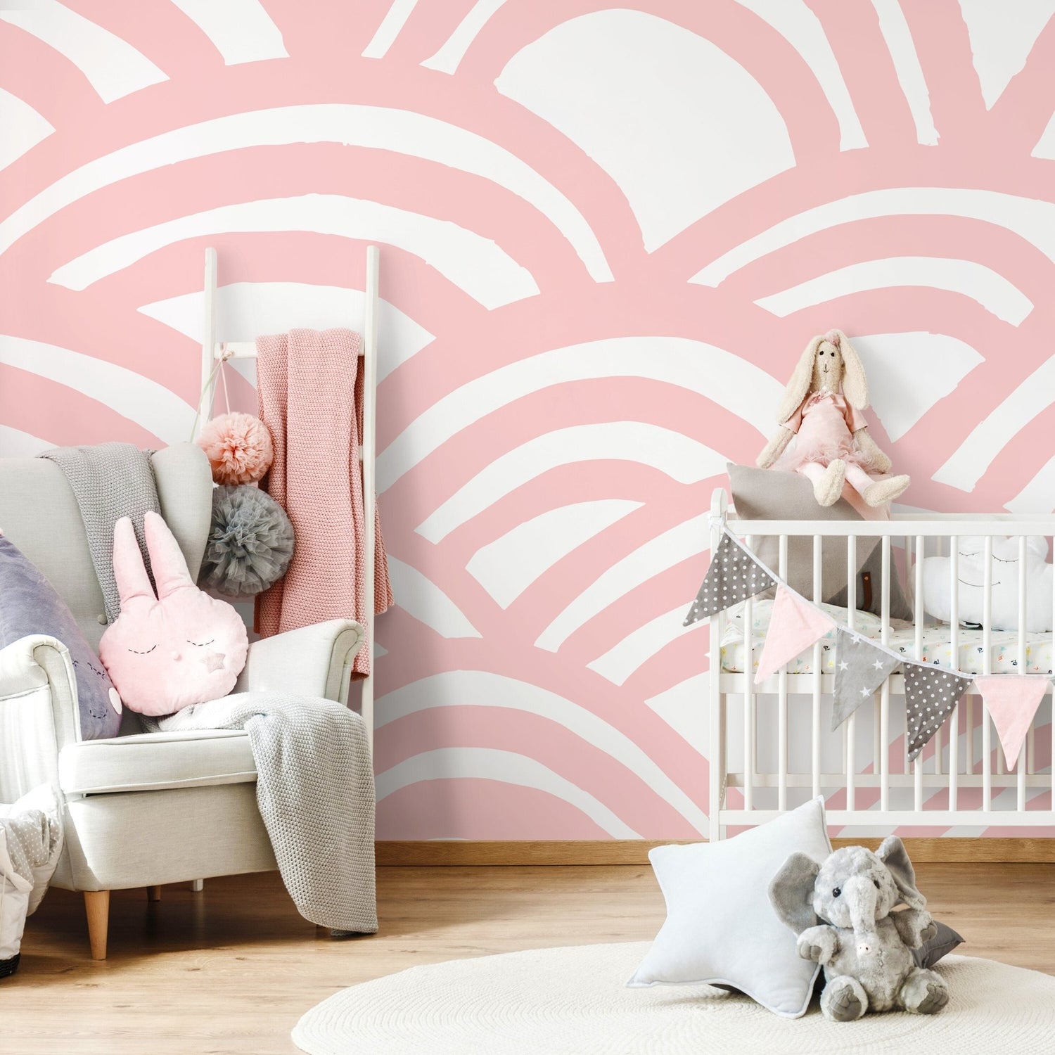 Art Deco Clamshell Pink Wallpaper - A568 - WallTrend