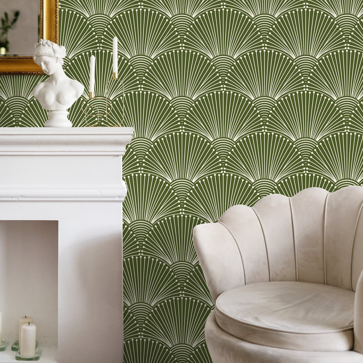 Art Deco Fan Pattern Wallpaper - B936 - WallTrend