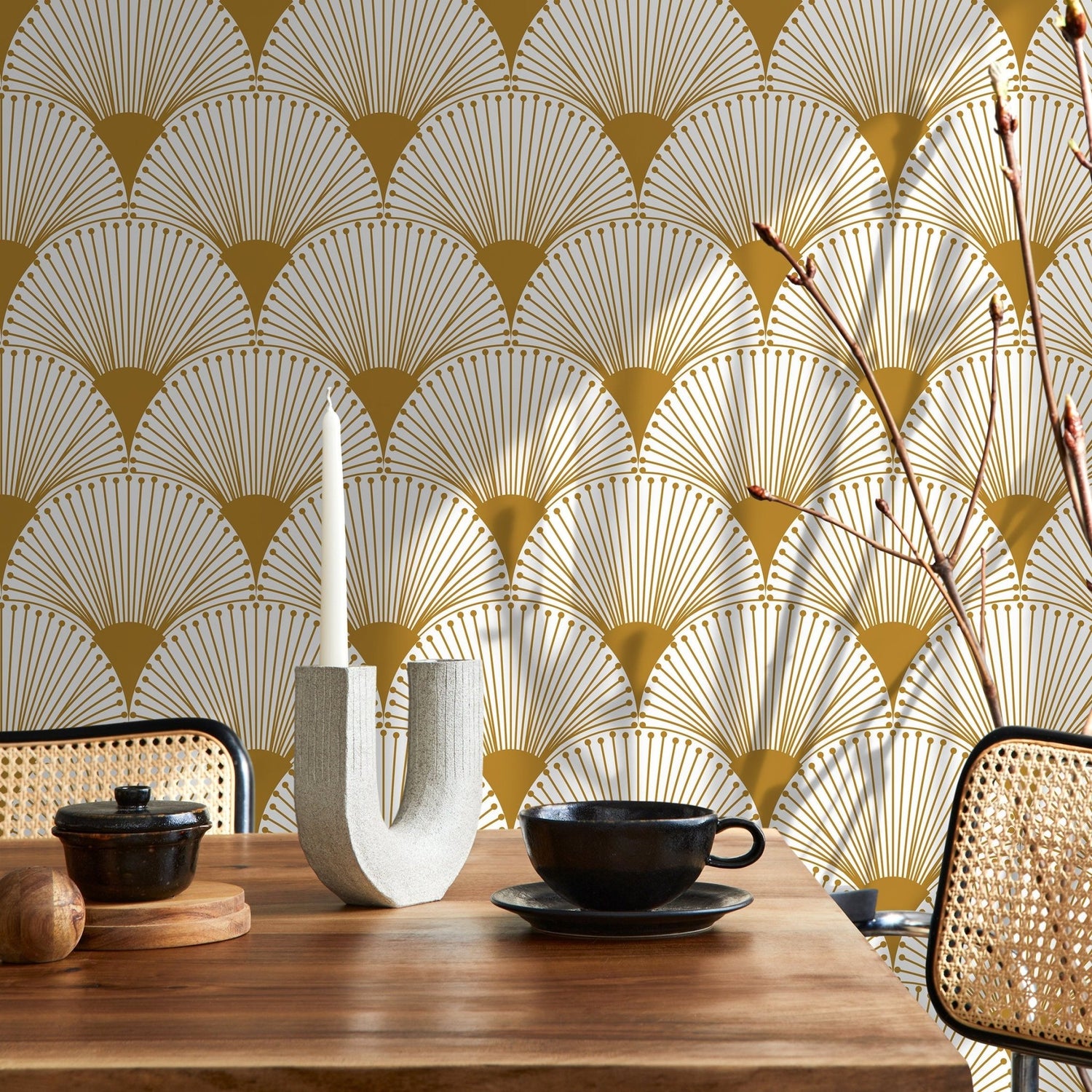 Art Deco Fan Pattern Wallpaper - B937 - WallTrend