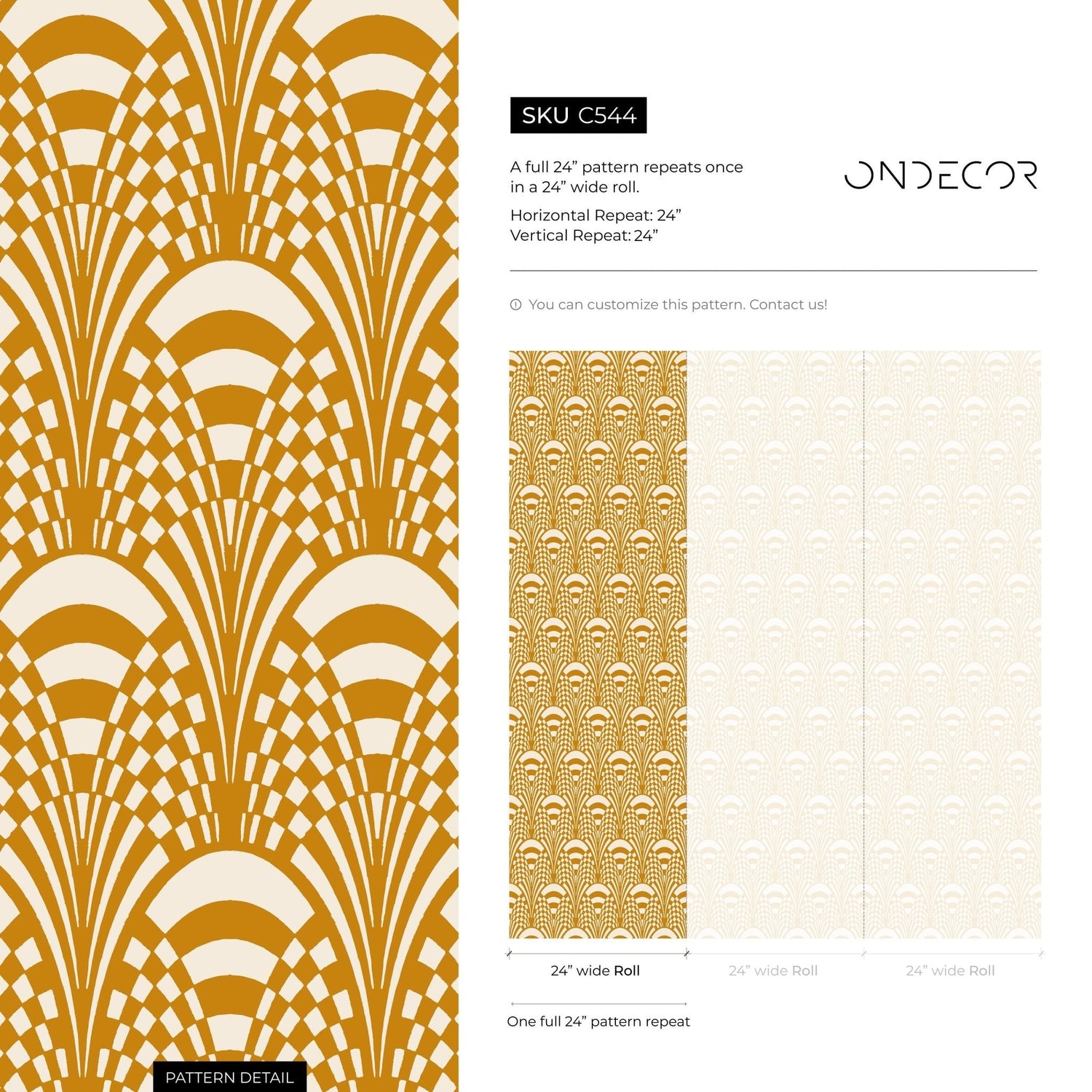 Art Deco Fan Pattern Wallpaper - C544 - WallTrend