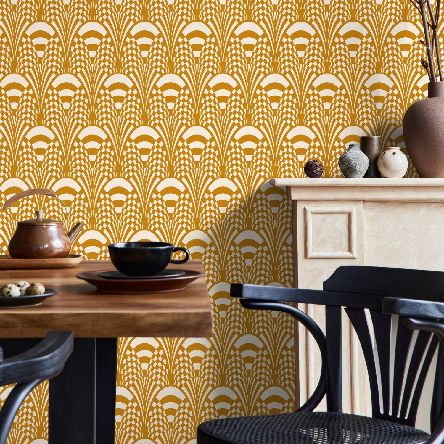 Art Deco Fan Pattern Wallpaper - C544 - WallTrend