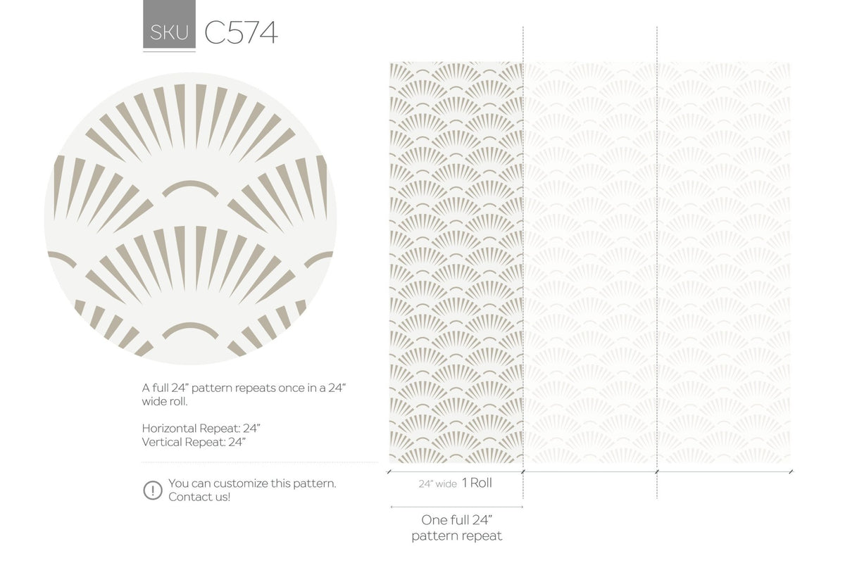 Art Deco Fan Pattern Wallpaper - C574 - WallTrend