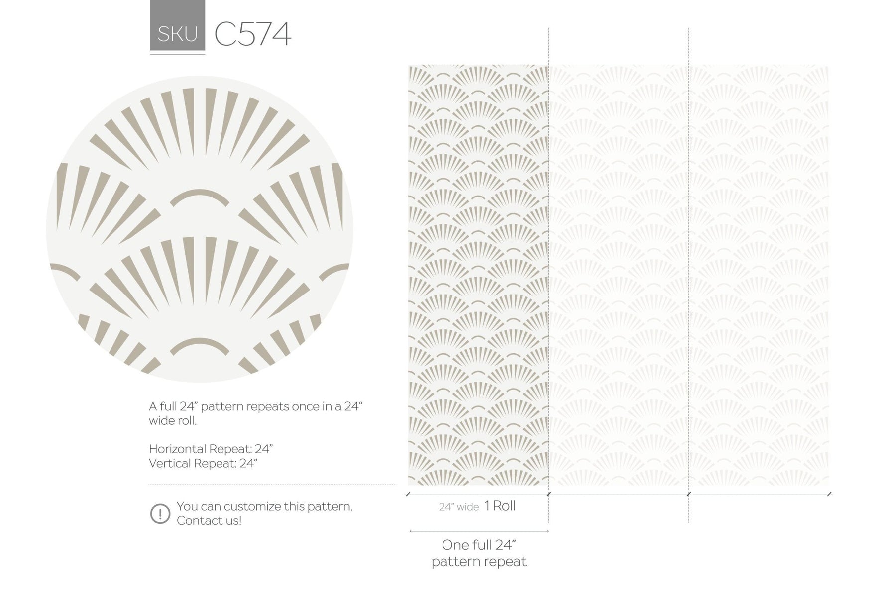 Art Deco Fan Pattern Wallpaper - C574 - WallTrend