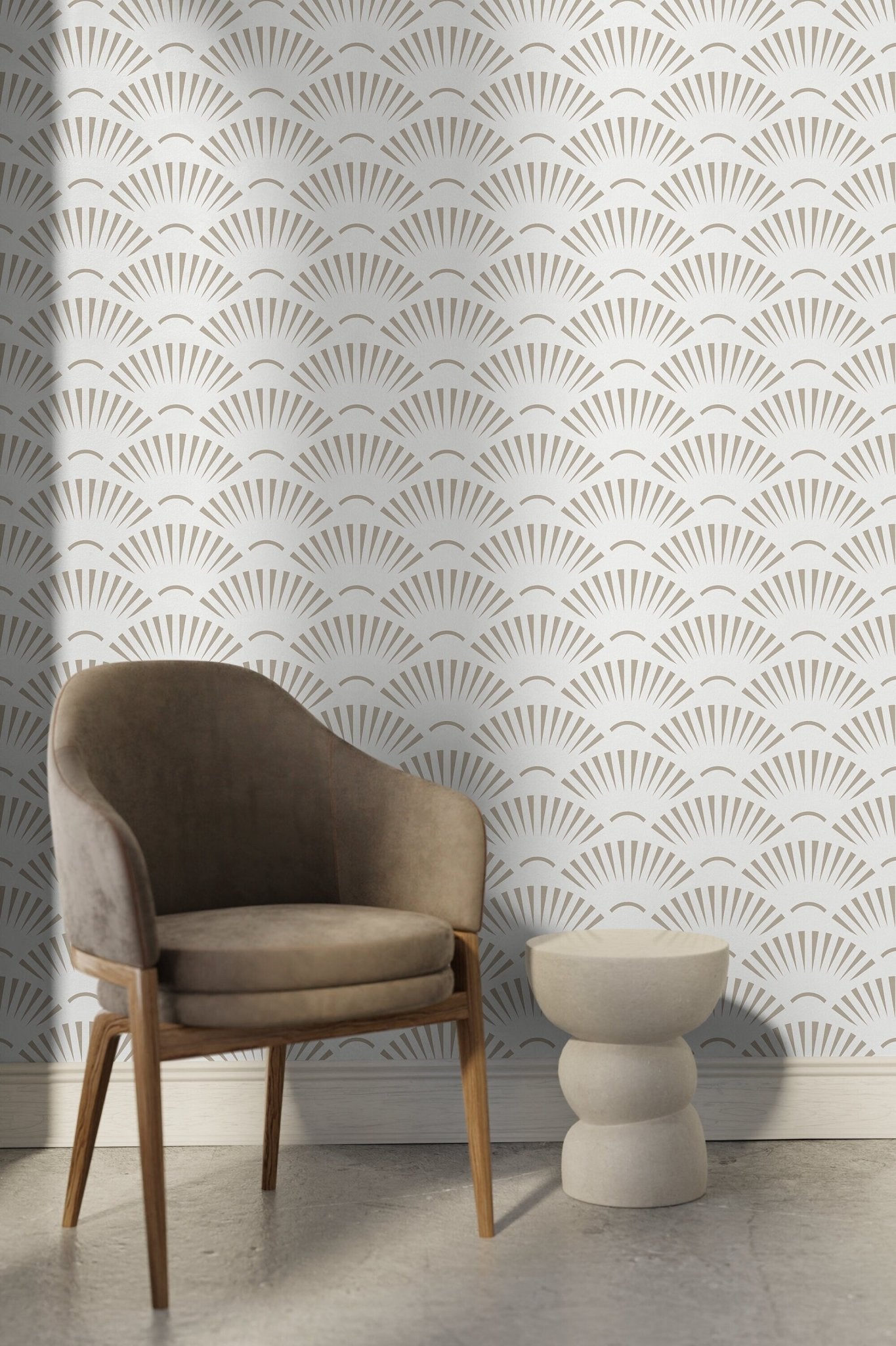 Art Deco Fan Pattern Wallpaper - C574 - WallTrend