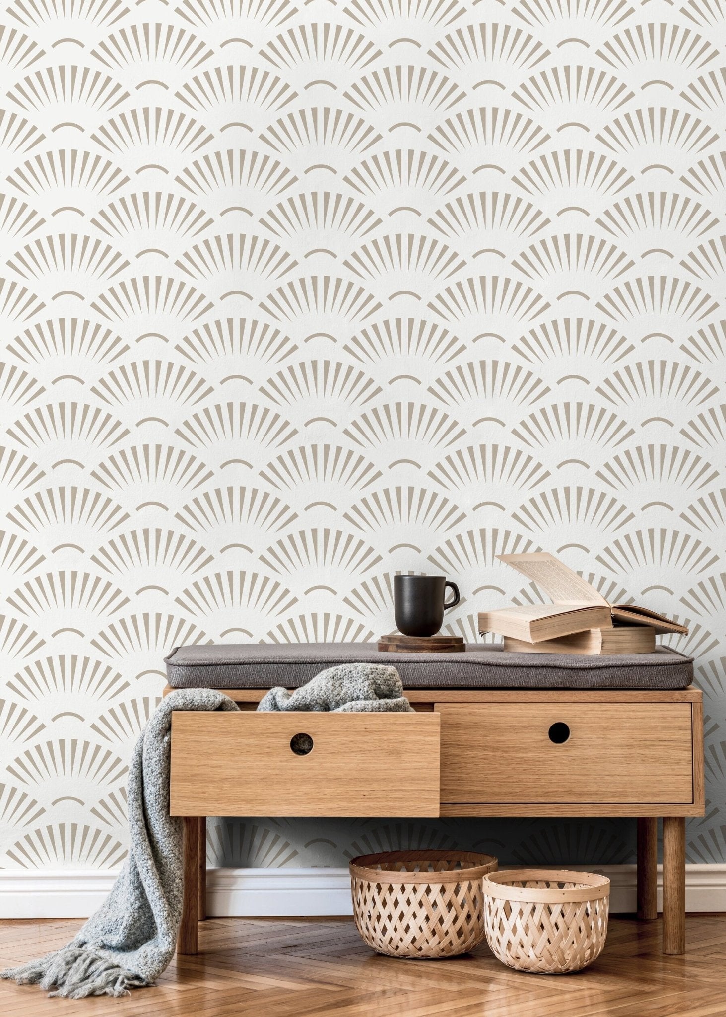 Art Deco Fan Pattern Wallpaper - C574 - WallTrend