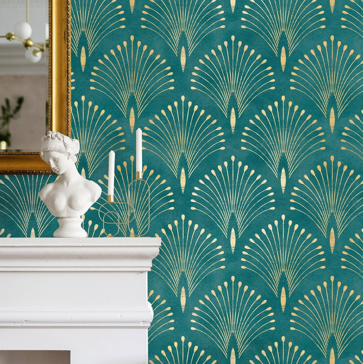 Art Deco Fan Pattern Wallpaper - SKU C011 - WallTrend