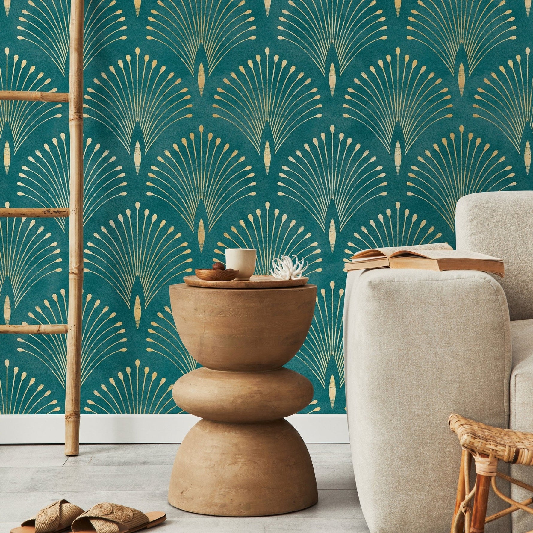 Art Deco Fan Pattern Wallpaper - SKU C011 - WallTrend