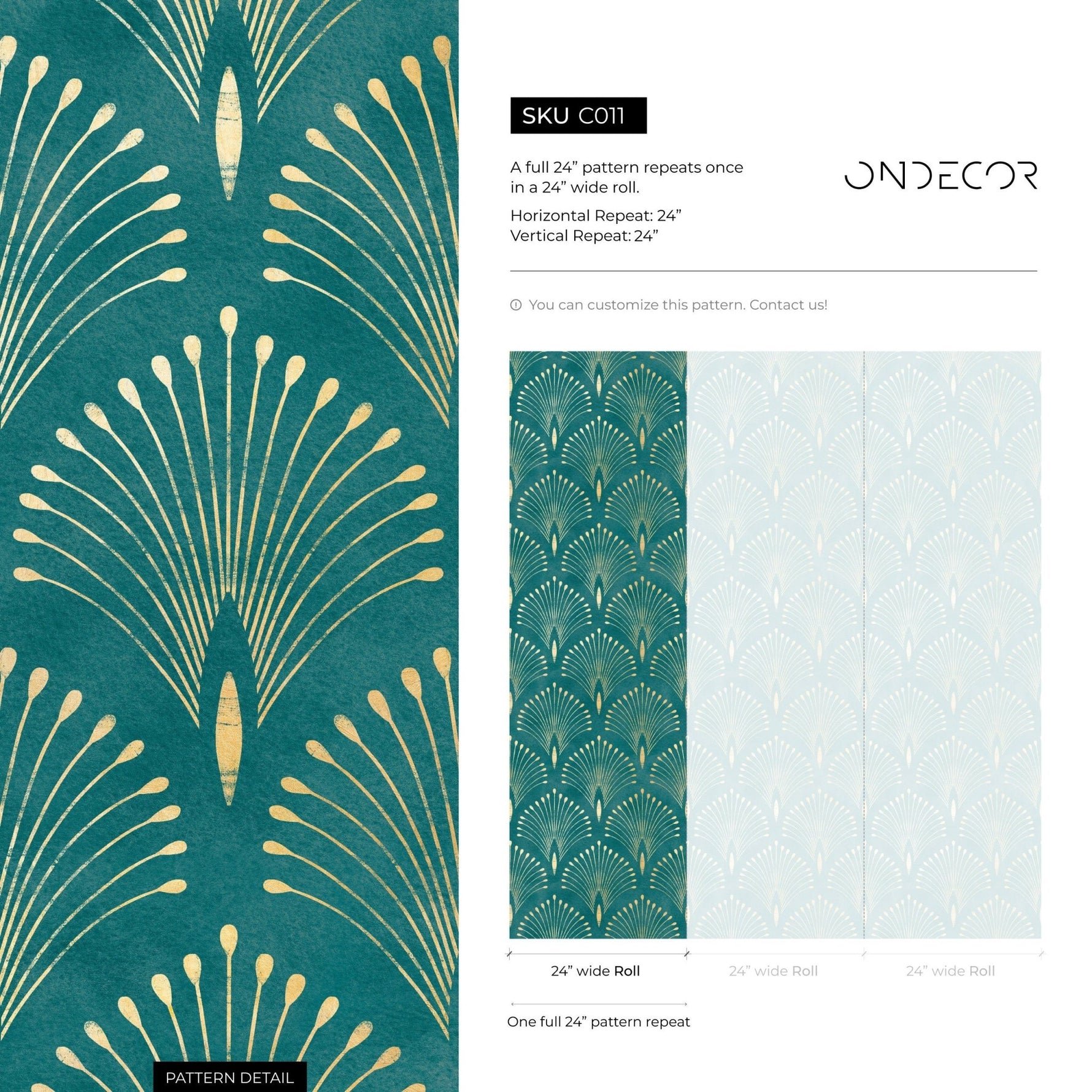 Art Deco Fan Pattern Wallpaper - SKU C011 - WallTrend