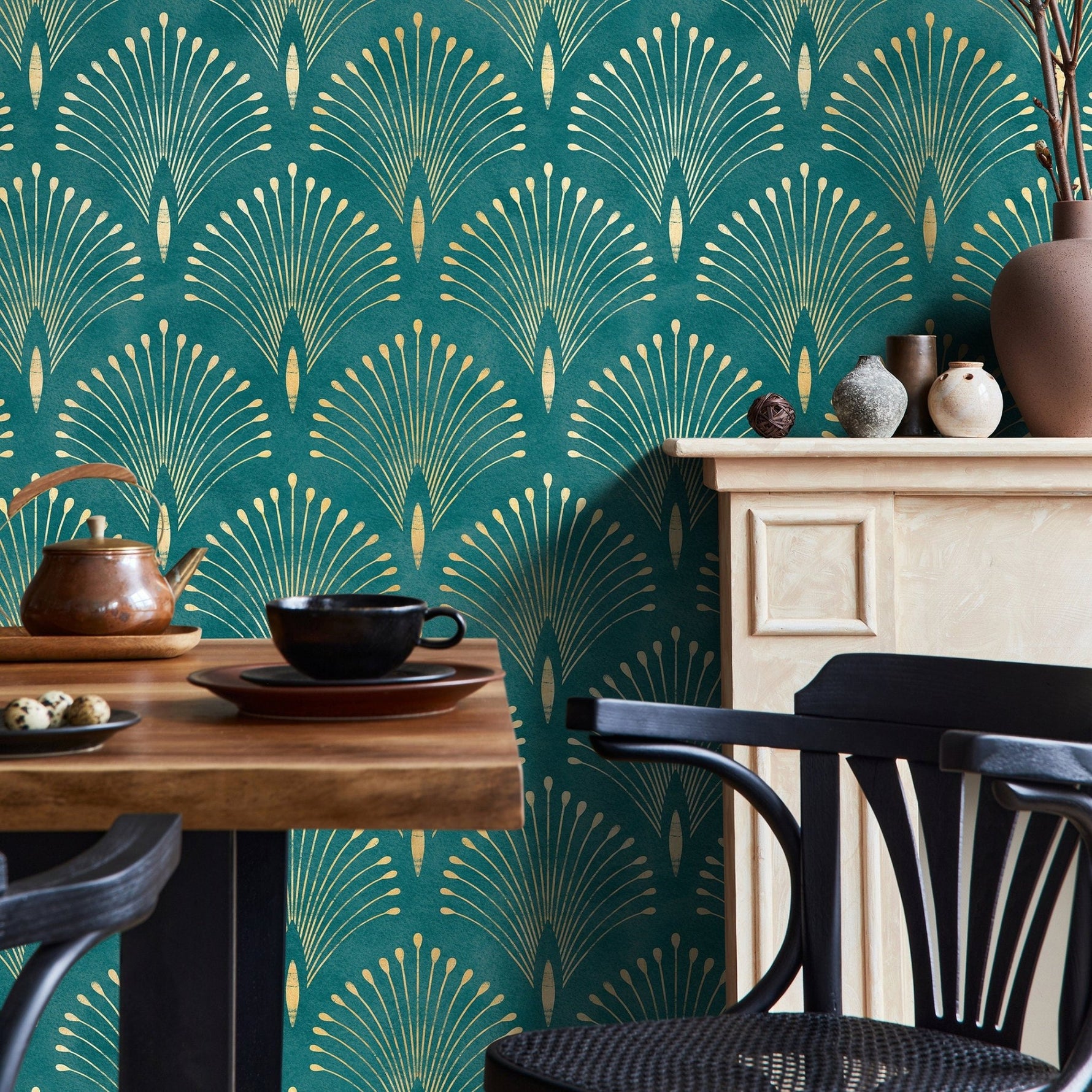 Art Deco Fan Pattern Wallpaper - SKU C011 - WallTrend