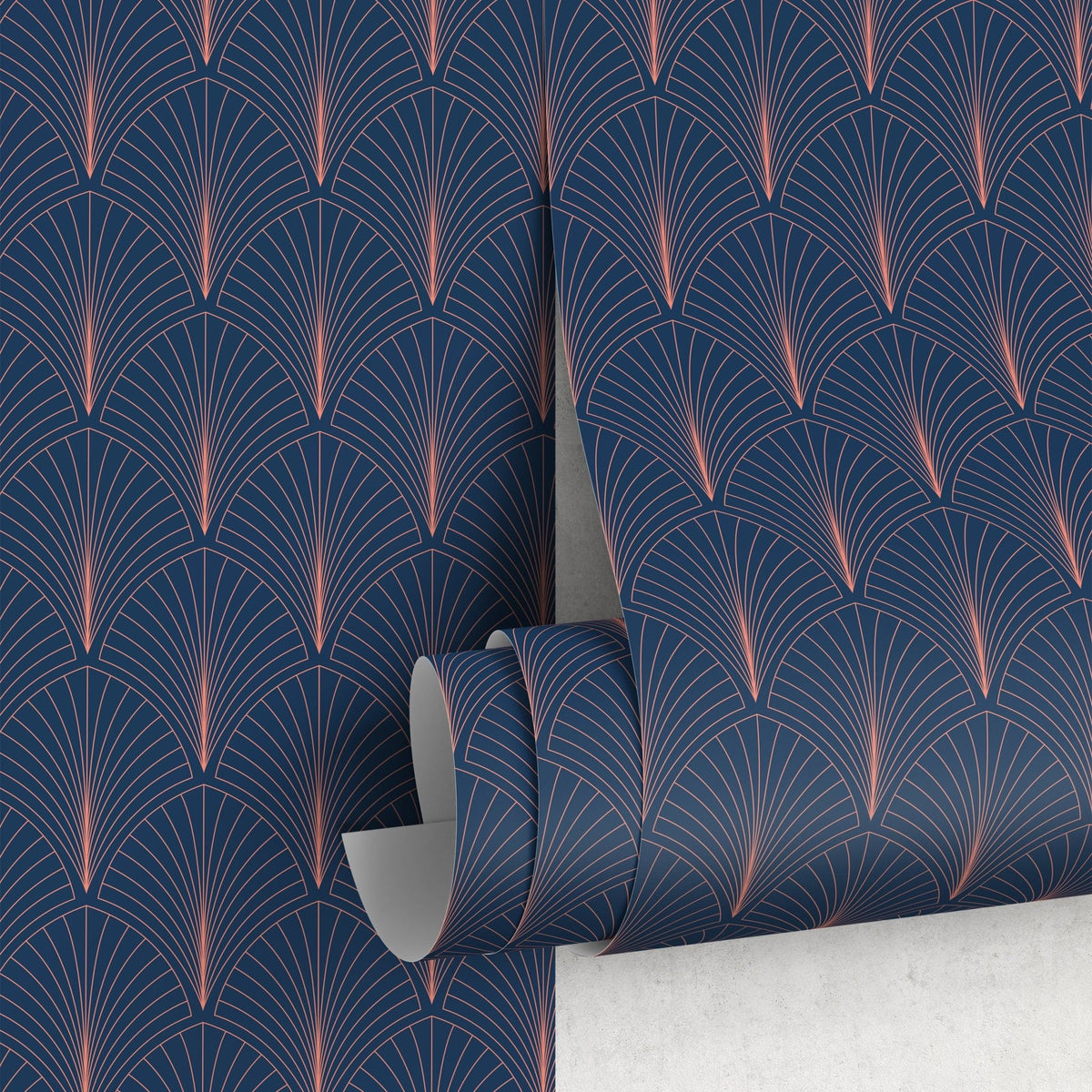 Art Deco Non - Metallic Wallpaper Blue And Gold Wallpaper Peel and Stick and Traditional Wallpaper - D978 - WallTrend