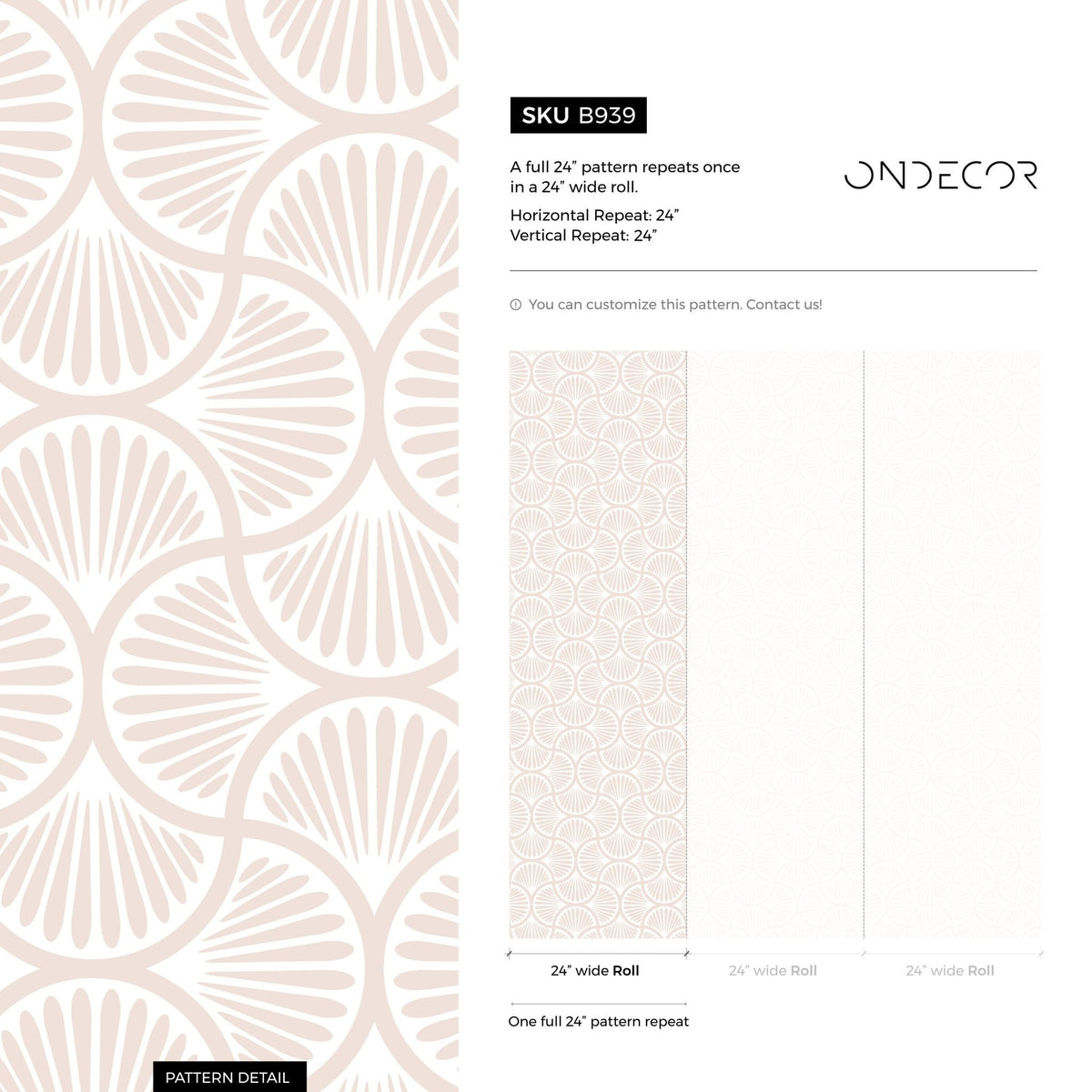 Art Deco Shell Fan Pattern Wallpaper - B939 - WallTrend