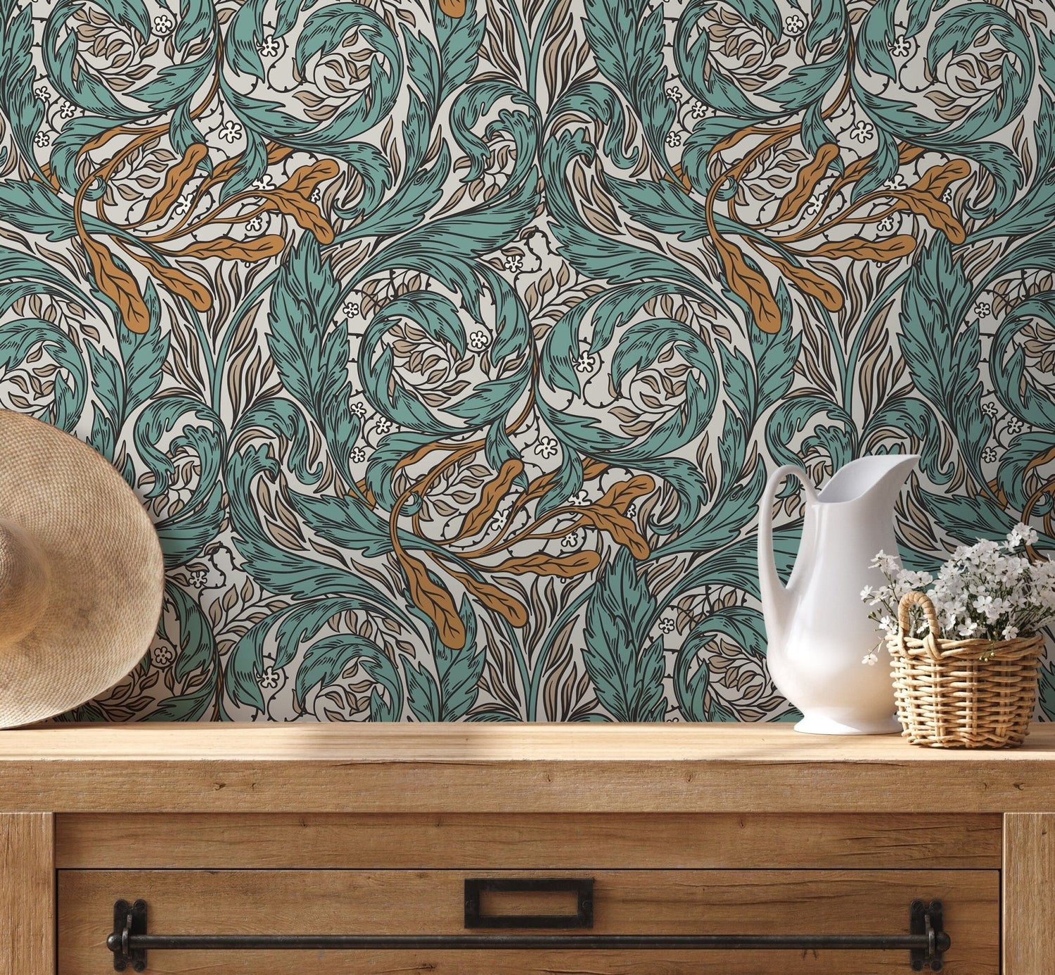 Art Nouveau Floral Elegance Wallpaper - D488 - WallTrend