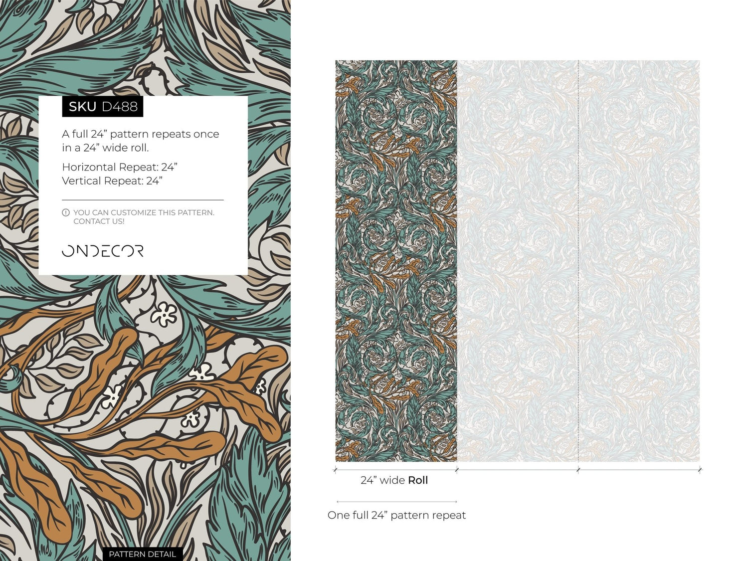 Art Nouveau Floral Elegance Wallpaper - D488 - WallTrend