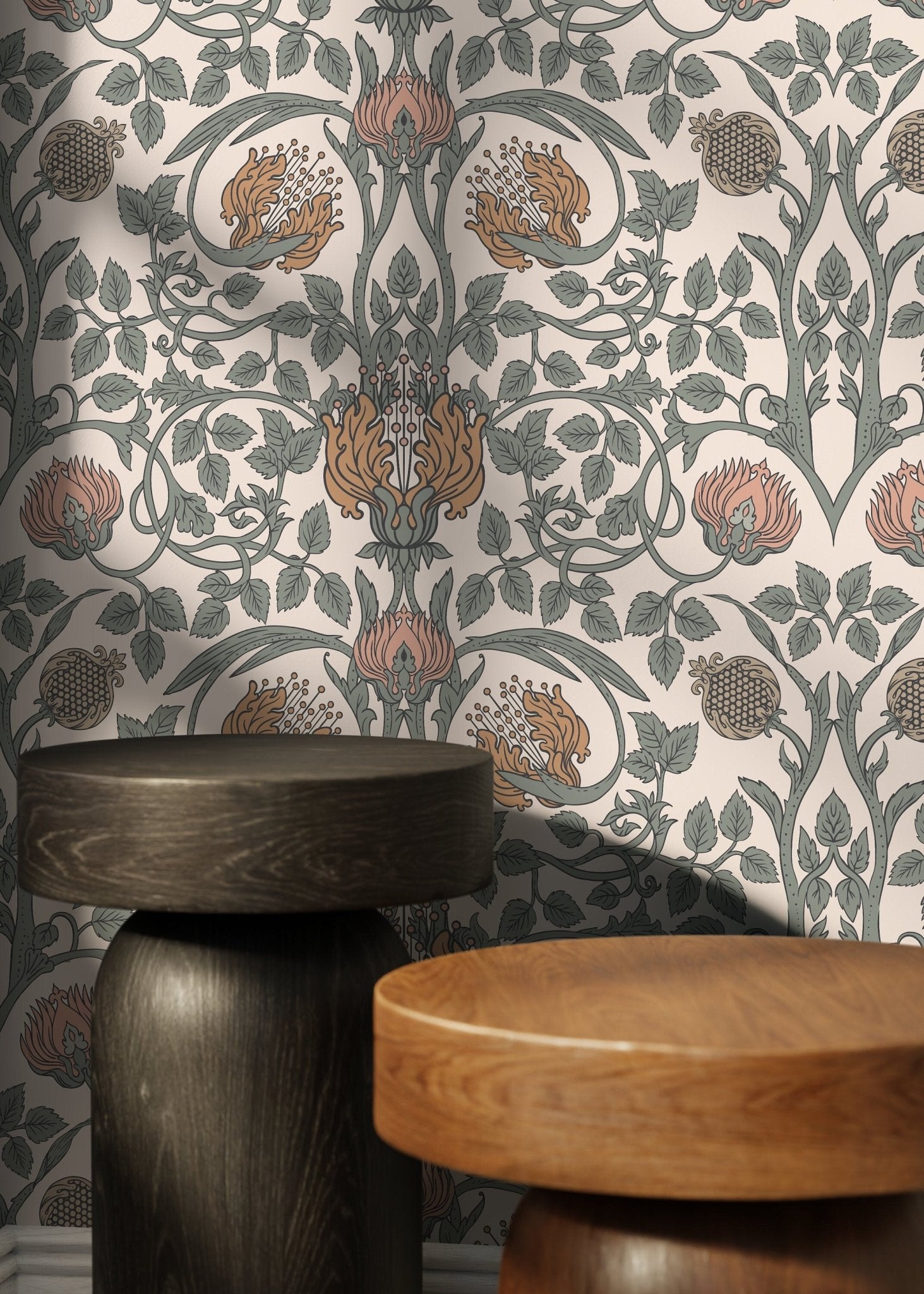 Art Nouveau Floral Symmetry Wallpaper - D044 - WallTrend