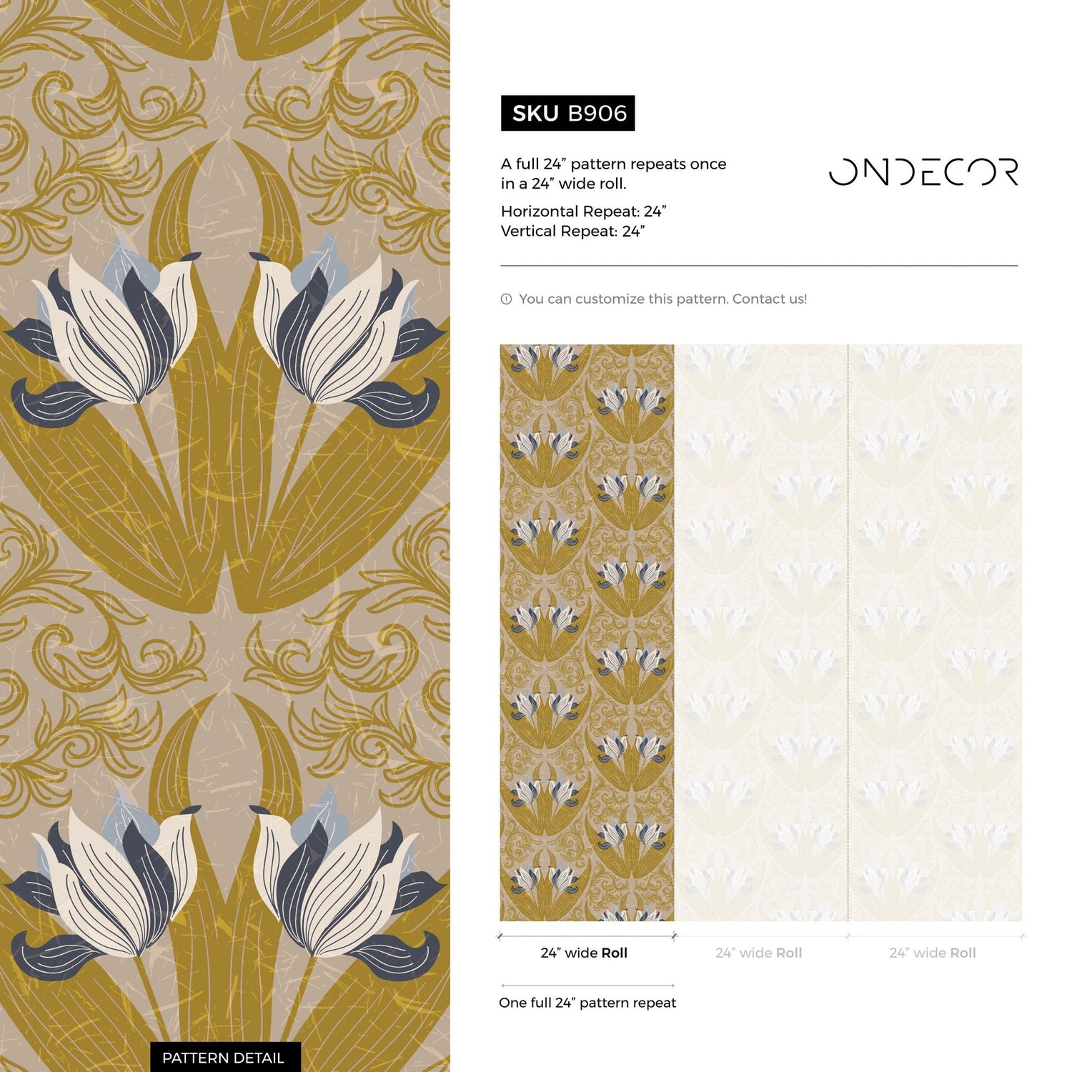 Art Nouveau Floral Wallpaper - B906 - WallTrend