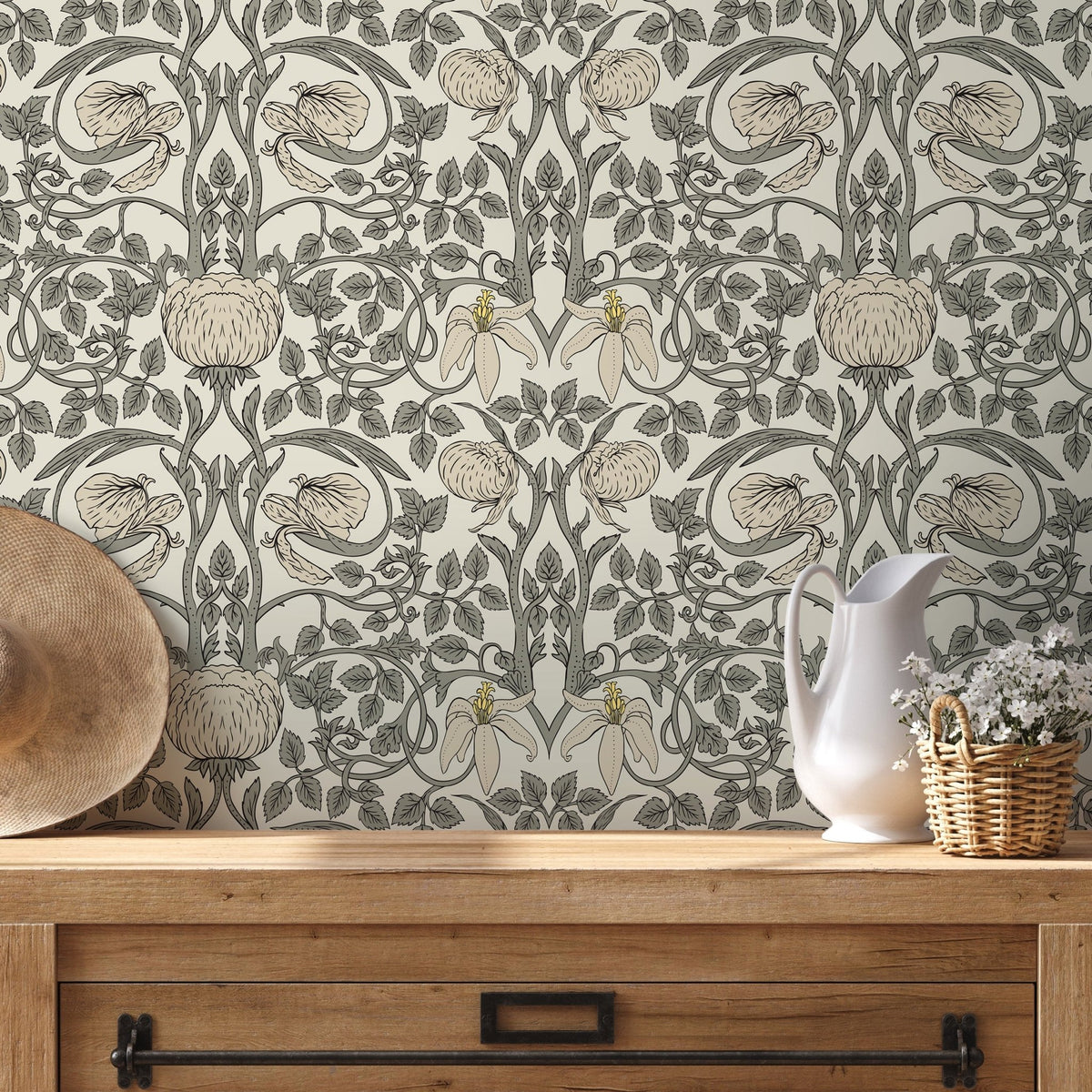 Art Nouveau Floral Wallpaper - D478 - WallTrend