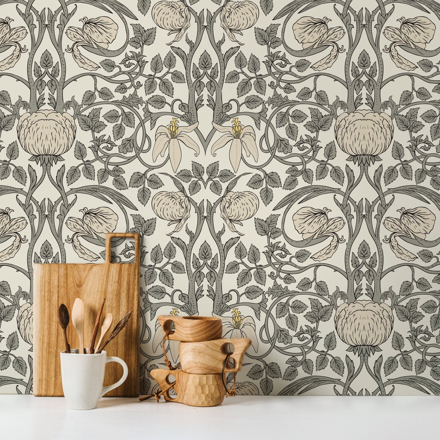 Art Nouveau Floral Wallpaper - D478 - WallTrend