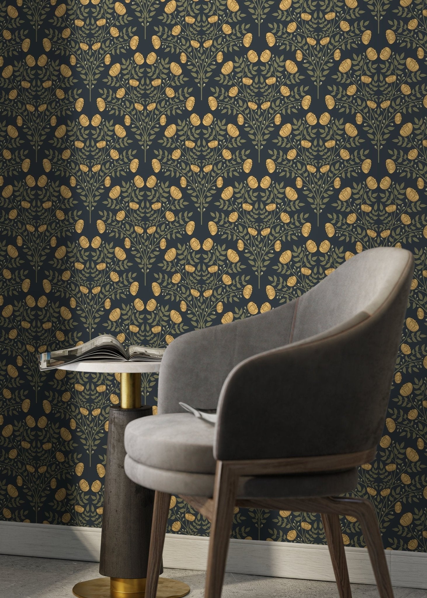 Art Nouveau Floral Wallpaper / Peel and Stick Wallpaper Removable Wallpaper Home Decor Wall Art Wall Decor Room Decor - D038 - WallTrend