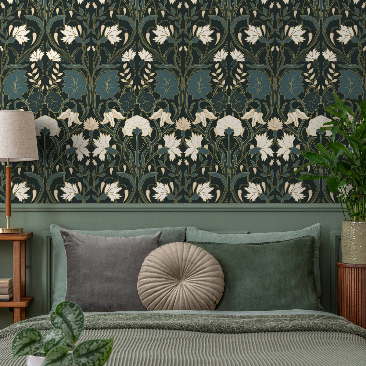 Art Nouveau Floral Wallpaper - SKU C281 - WallTrend