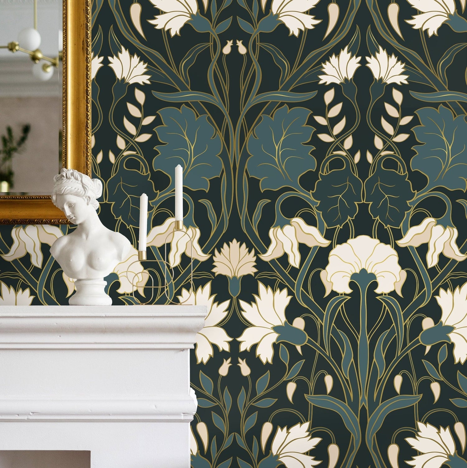 Art Nouveau Floral Wallpaper - SKU C281 - WallTrend