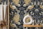 Art Nouveau Peacock Wallpaper - D500 - WallTrend